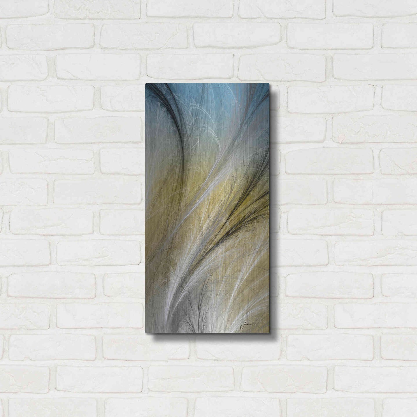 Luxe Metal Art 'Fountain Grass IV' by James Burghardt, Metal Wall Art,12x24