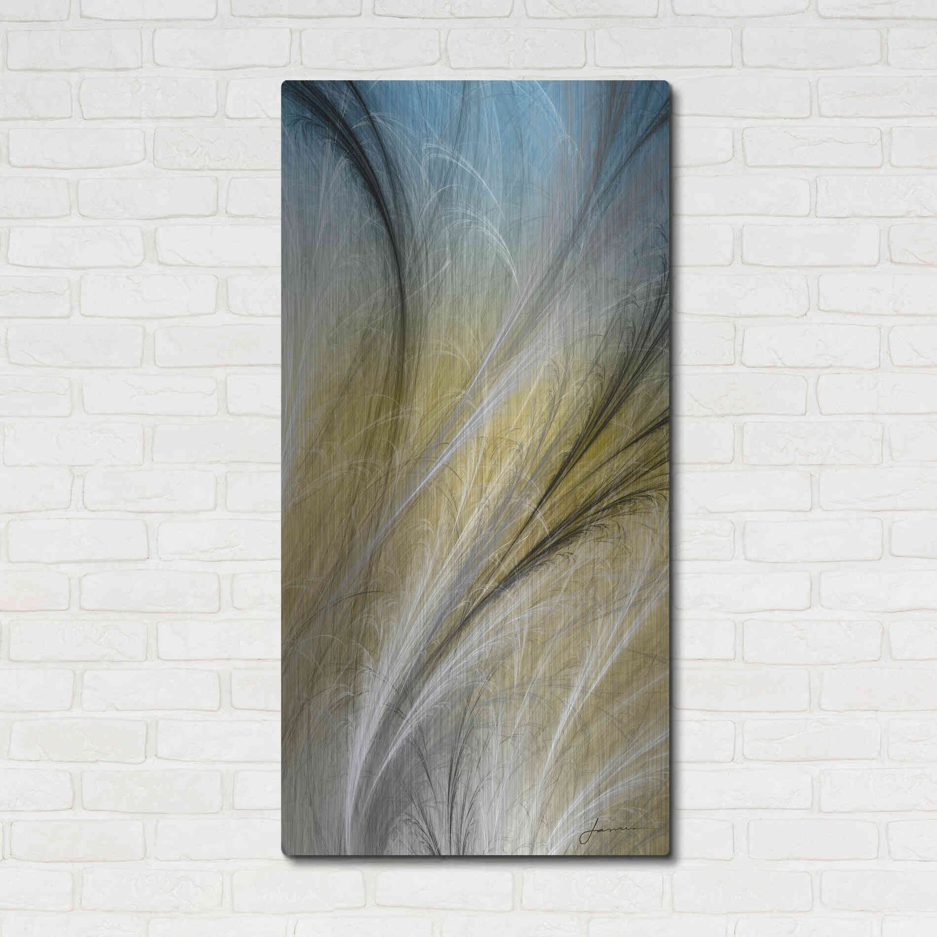 Luxe Metal Art 'Fountain Grass IV' by James Burghardt, Metal Wall Art,24x48