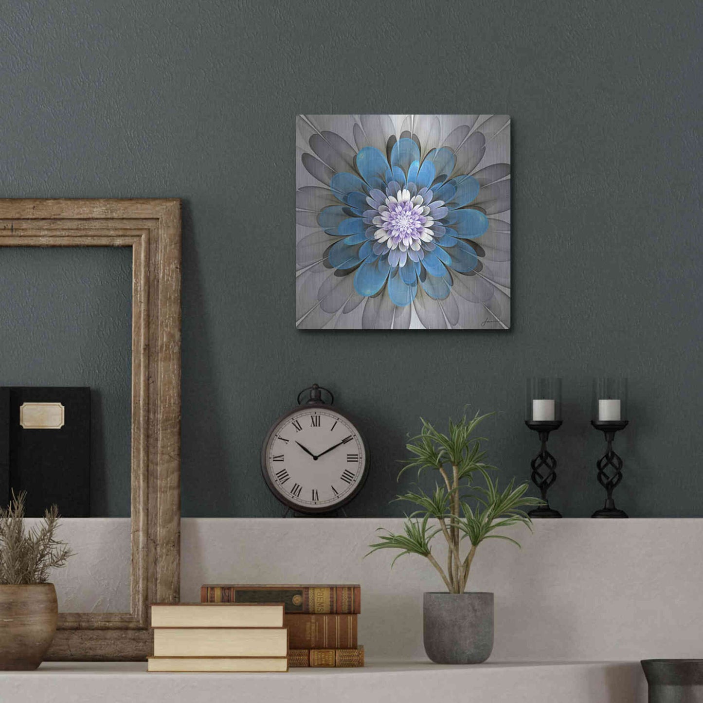 Luxe Metal Art 'Fractal Blooms III' by James Burghardt, Metal Wall Art,12x12