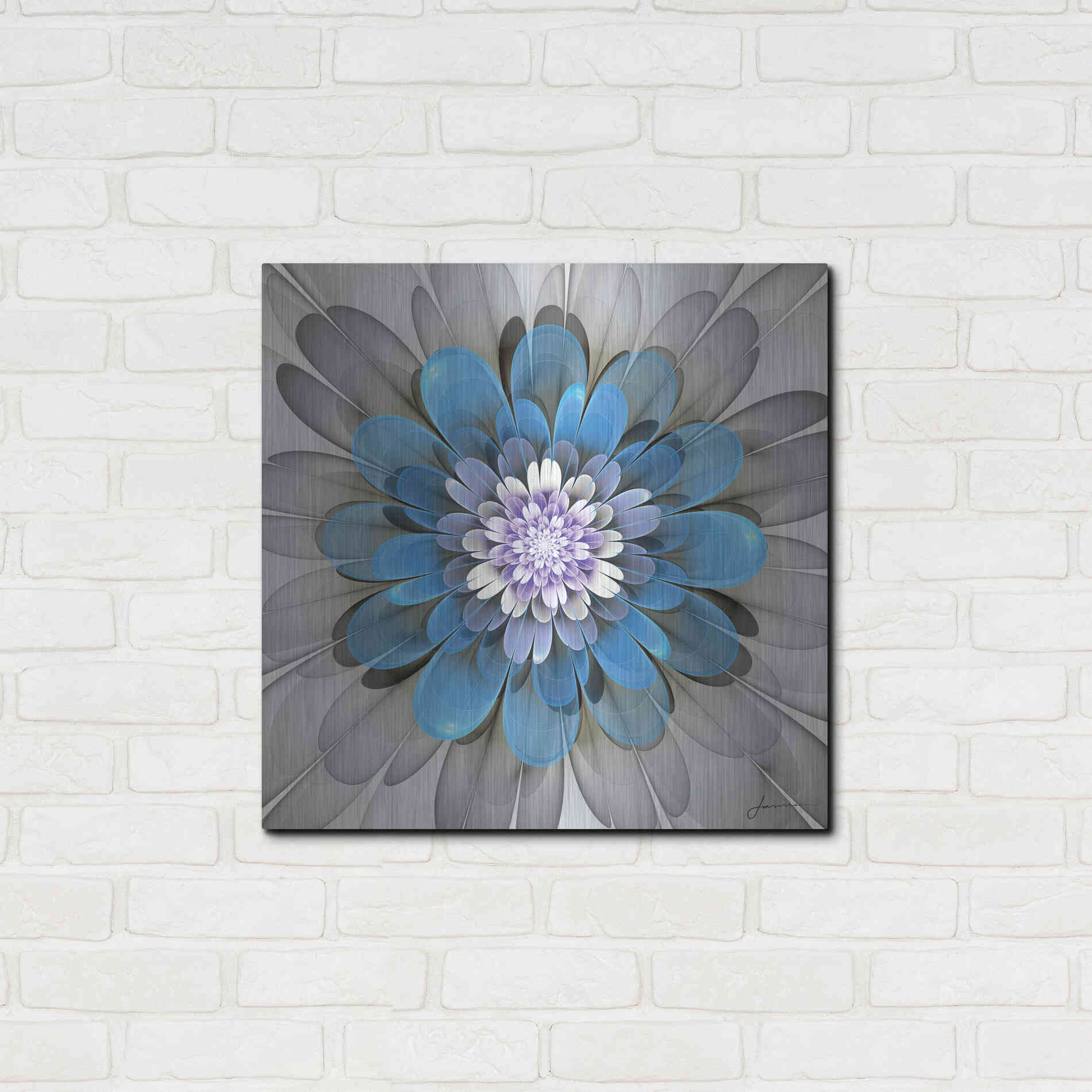 Luxe Metal Art 'Fractal Blooms III' by James Burghardt, Metal Wall Art,24x24