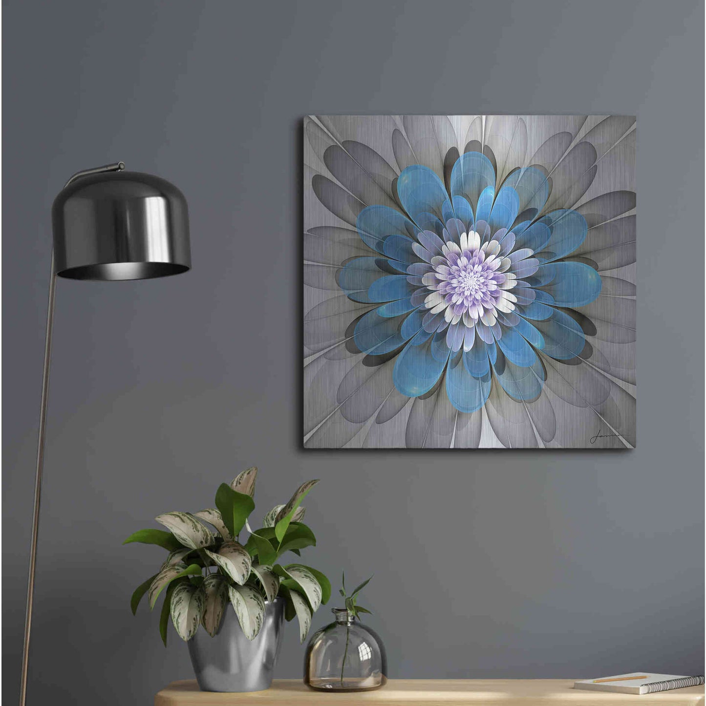 Luxe Metal Art 'Fractal Blooms III' by James Burghardt, Metal Wall Art,24x24