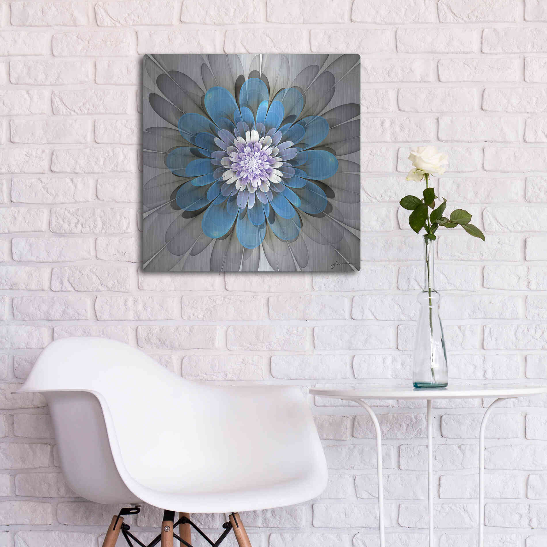 Luxe Metal Art 'Fractal Blooms III' by James Burghardt, Metal Wall Art,24x24