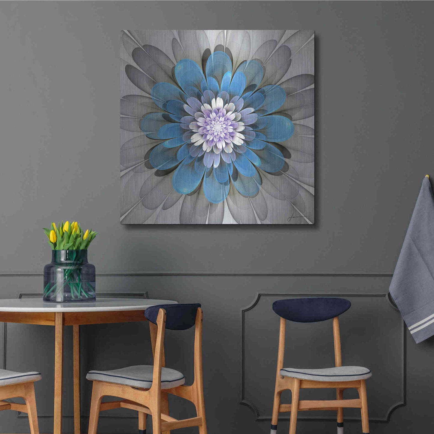 Luxe Metal Art 'Fractal Blooms III' by James Burghardt, Metal Wall Art,36x36