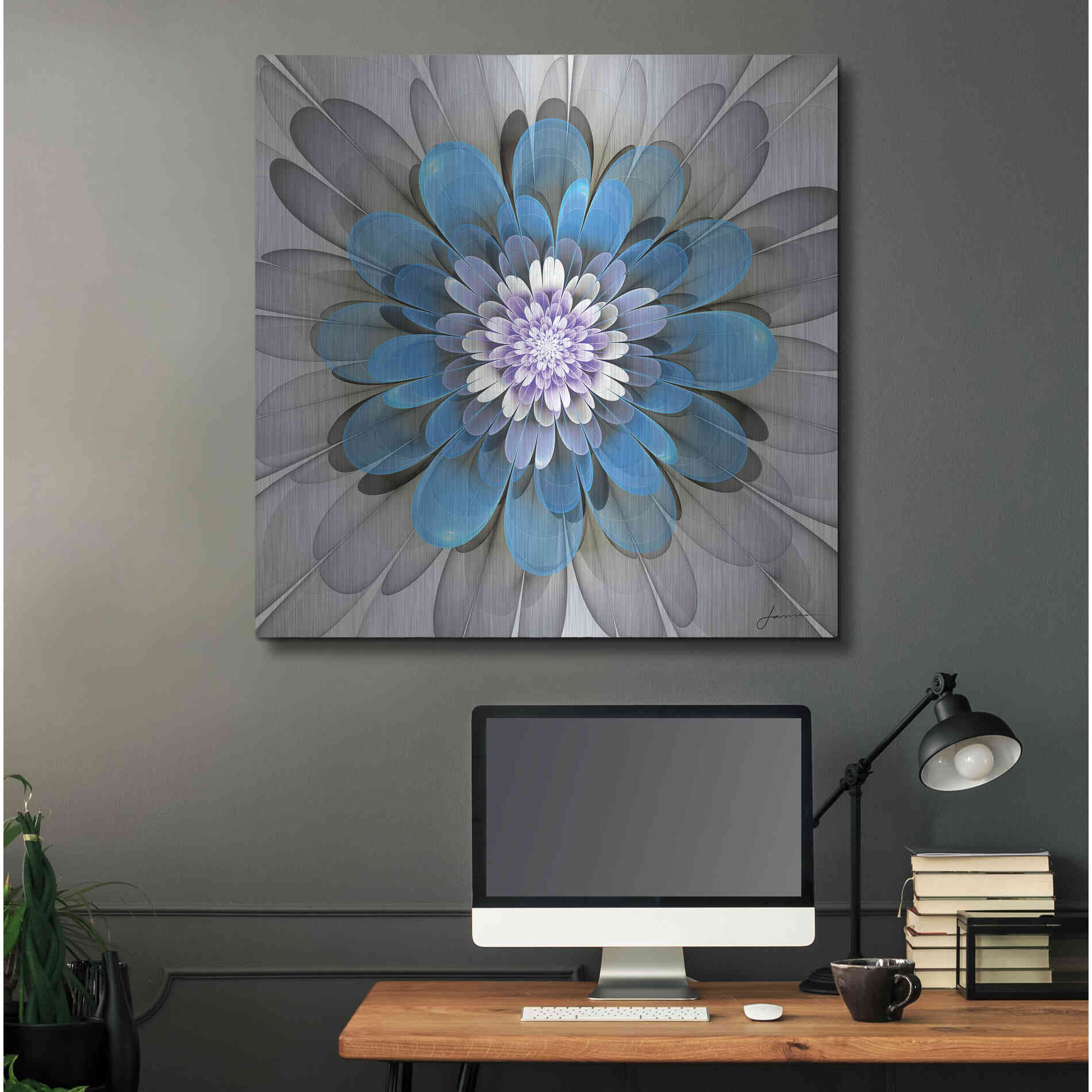 Luxe Metal Art 'Fractal Blooms III' by James Burghardt, Metal Wall Art,36x36