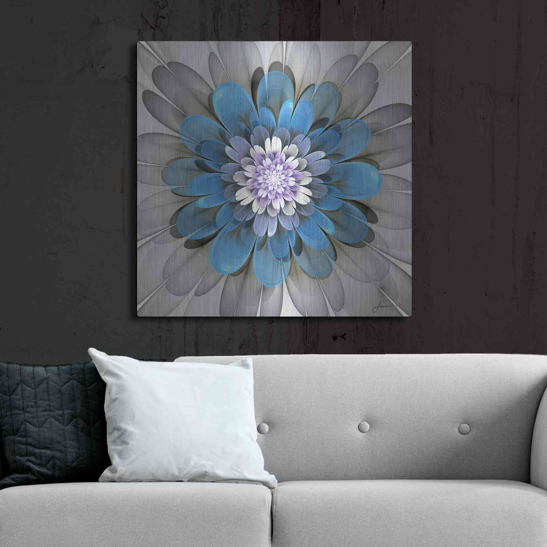 Luxe Metal Art 'Fractal Blooms III' by James Burghardt, Metal Wall Art,36x36