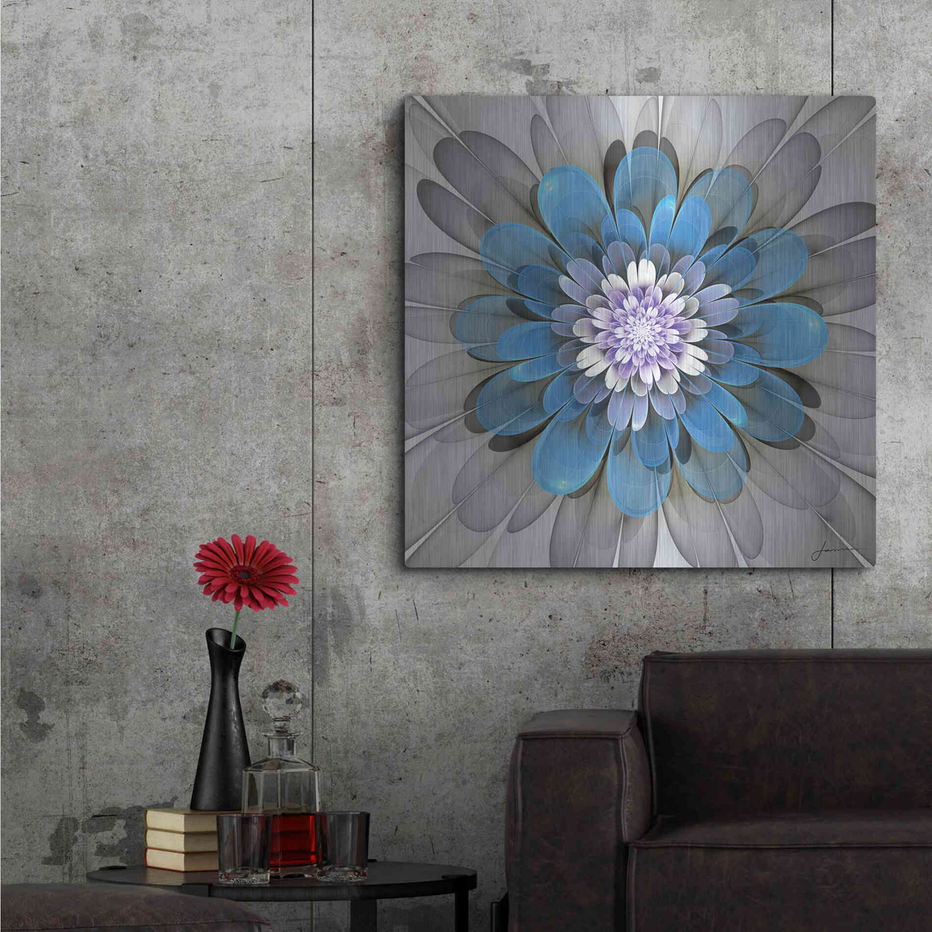 Luxe Metal Art 'Fractal Blooms III' by James Burghardt, Metal Wall Art,36x36