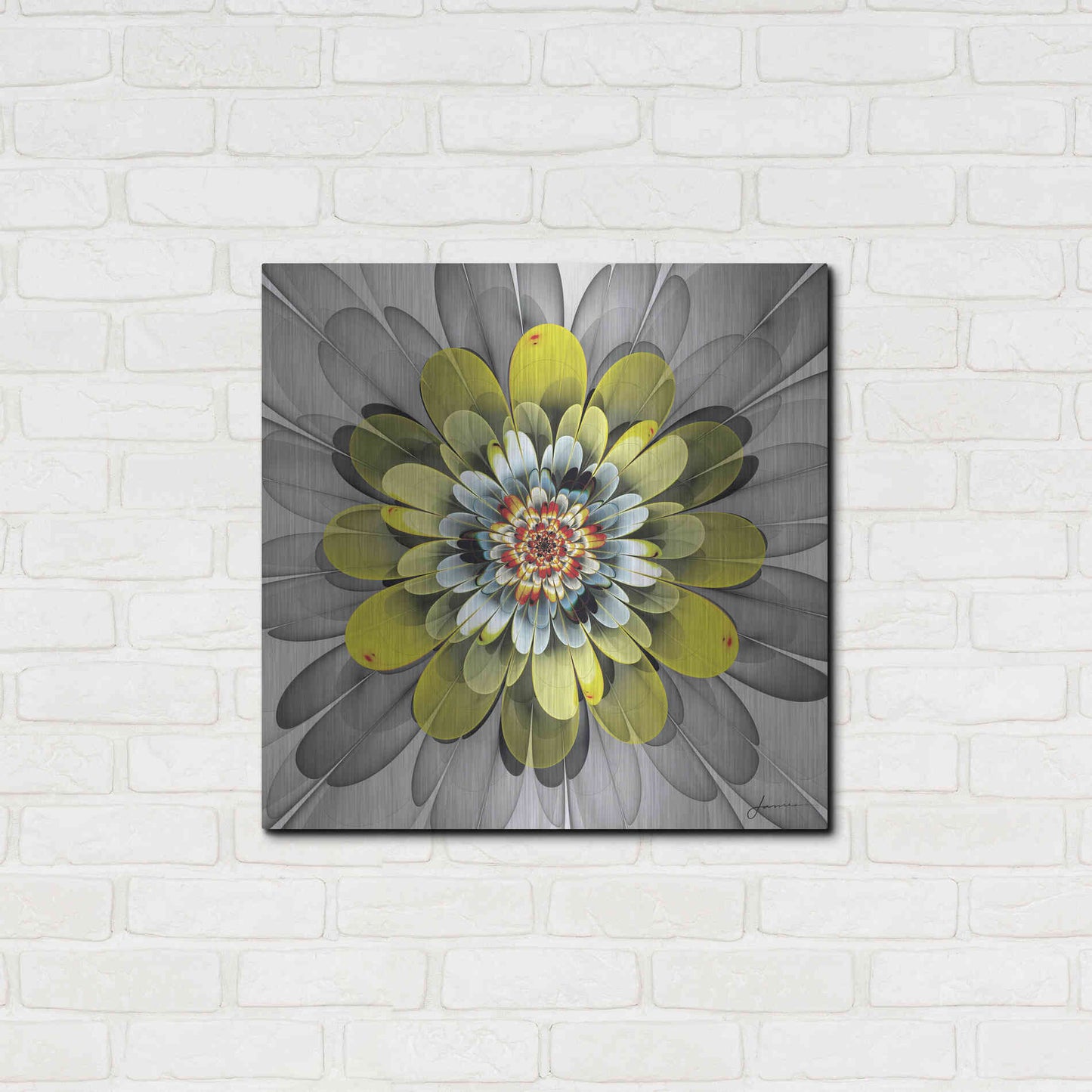 Luxe Metal Art 'Fractal Blooms IV' by James Burghardt, Metal Wall Art,24x24