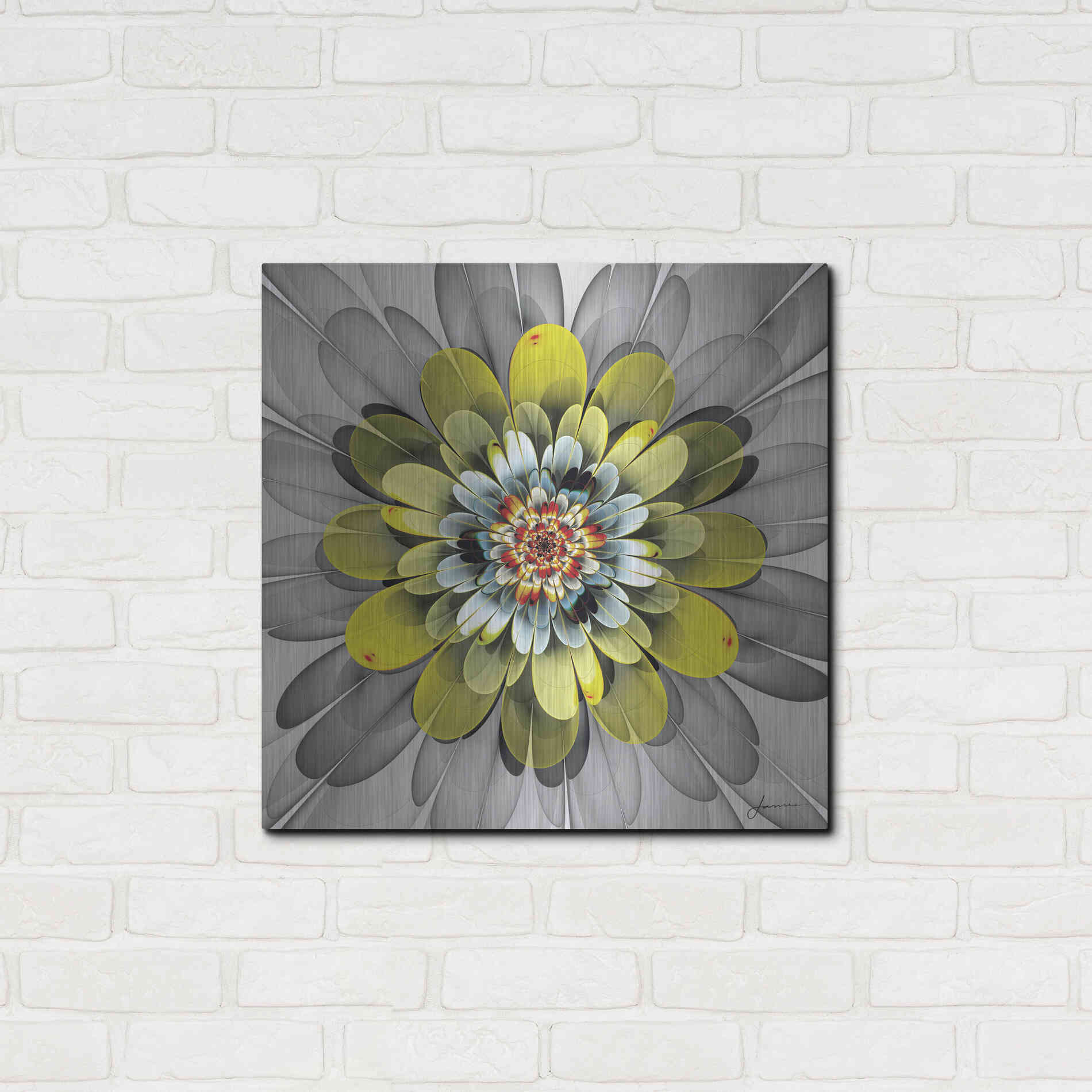 Luxe Metal Art 'Fractal Blooms IV' by James Burghardt, Metal Wall Art,24x24