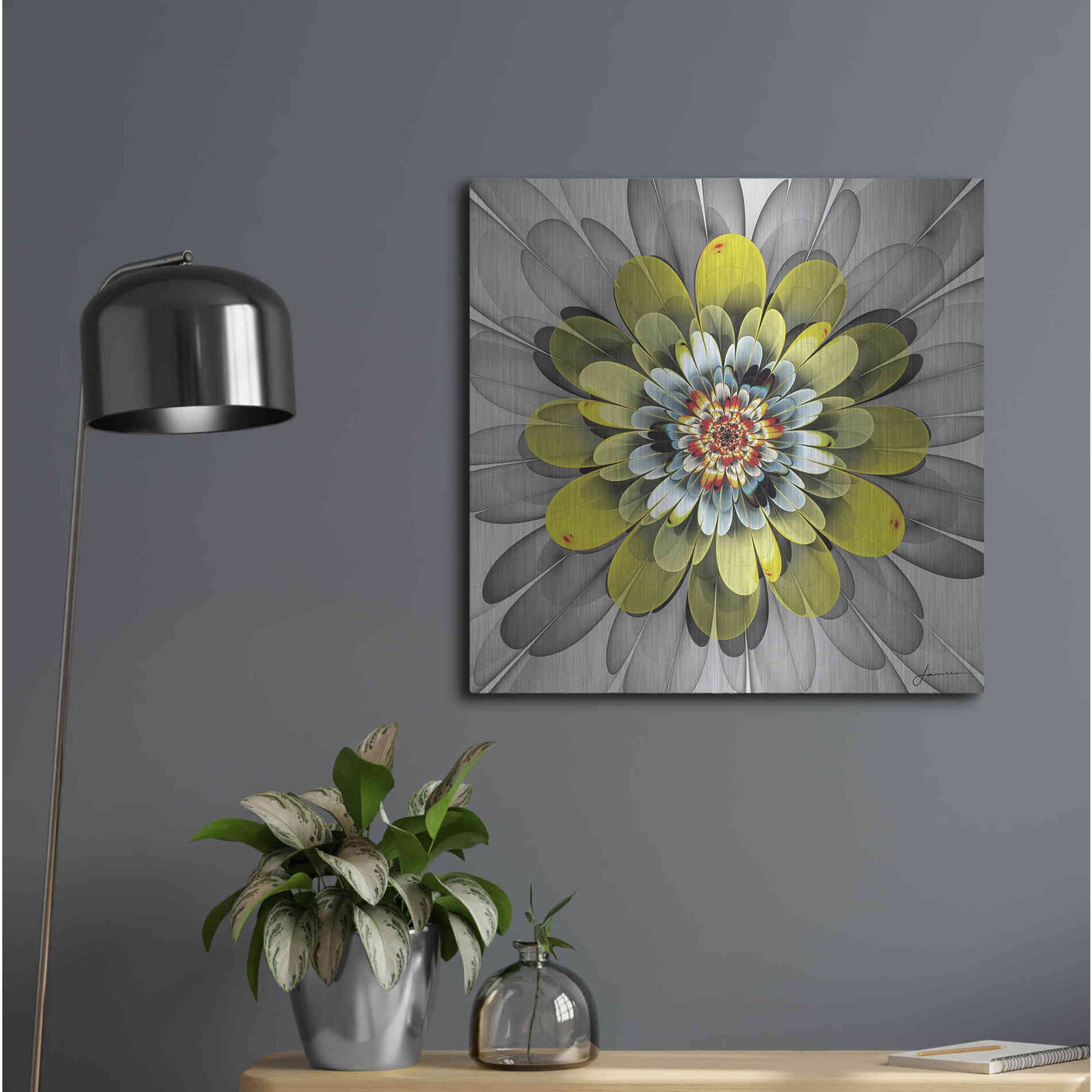 Luxe Metal Art 'Fractal Blooms IV' by James Burghardt, Metal Wall Art,24x24