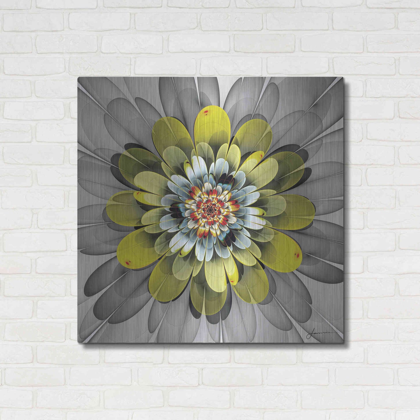 Luxe Metal Art 'Fractal Blooms IV' by James Burghardt, Metal Wall Art,36x36