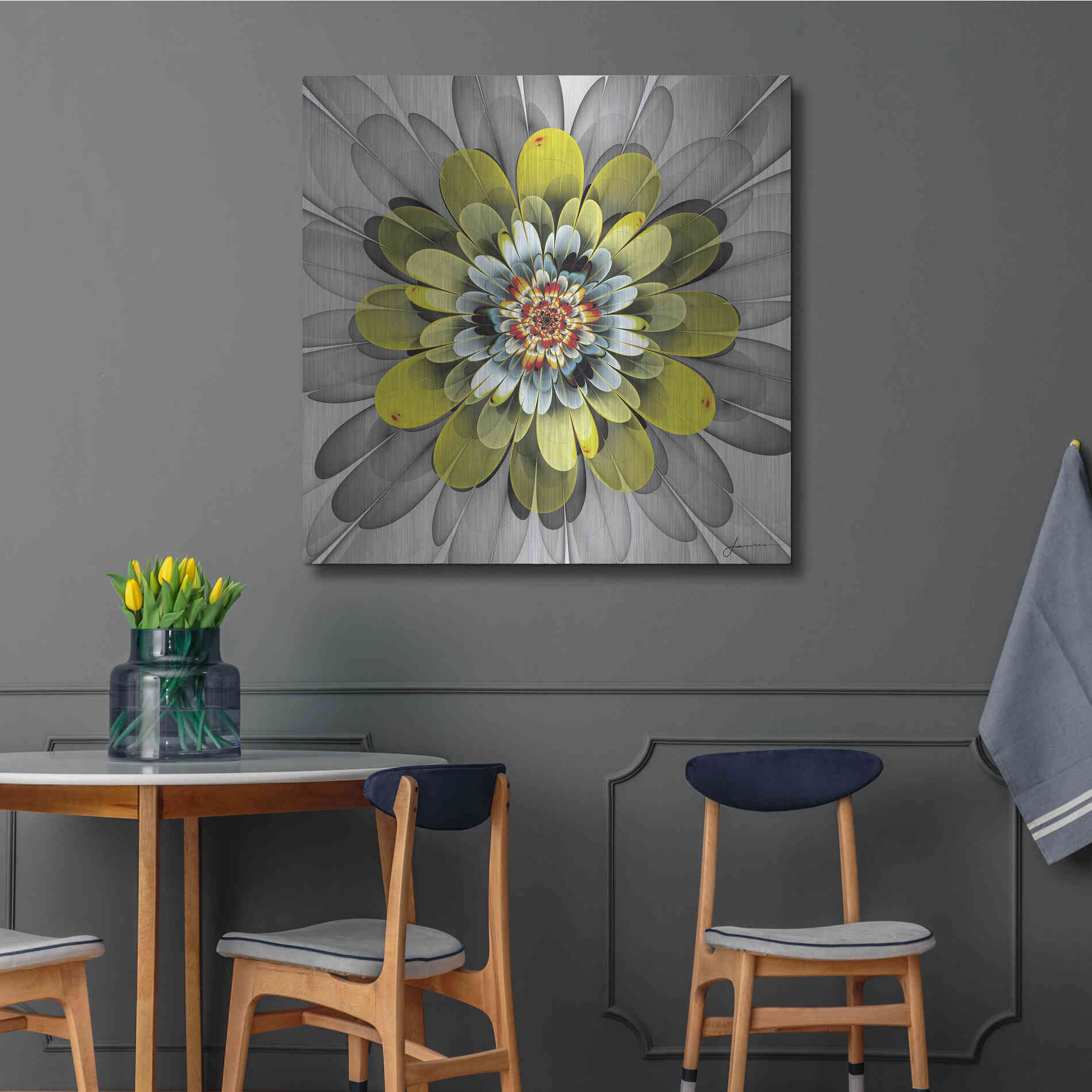 Luxe Metal Art 'Fractal Blooms IV' by James Burghardt, Metal Wall Art,36x36