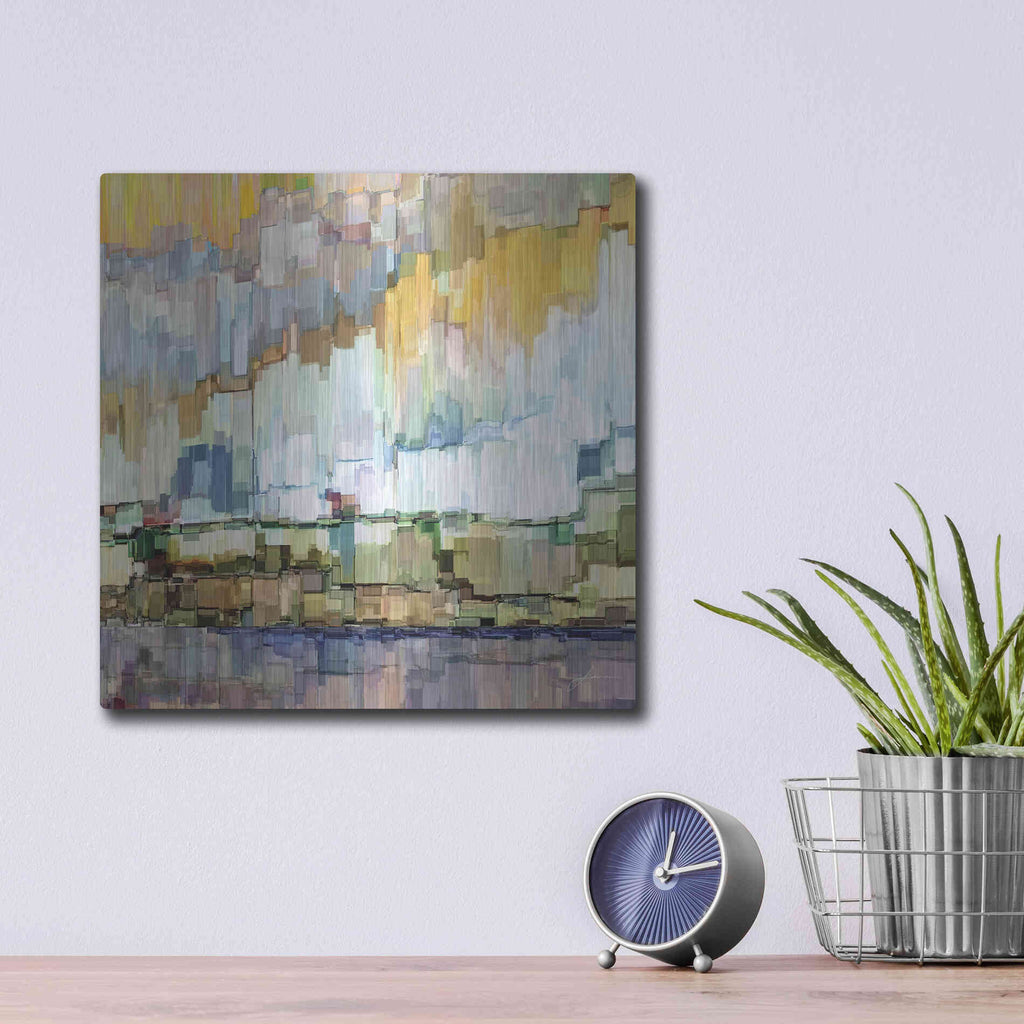 Luxe Metal Art 'Glacier Bay I' by James Burghardt, Metal Wall Art,12x12