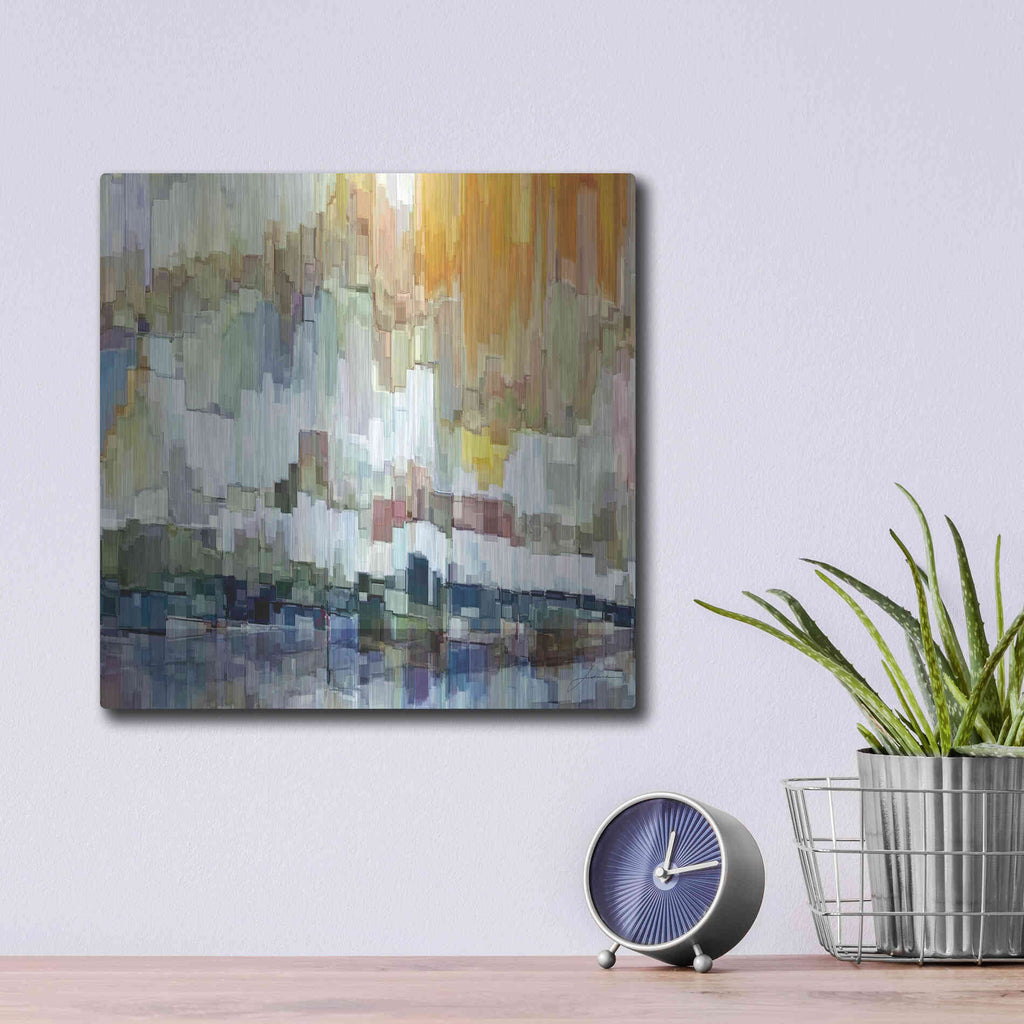 Luxe Metal Art 'Glacier Bay II' by James Burghardt, Metal Wall Art,12x12