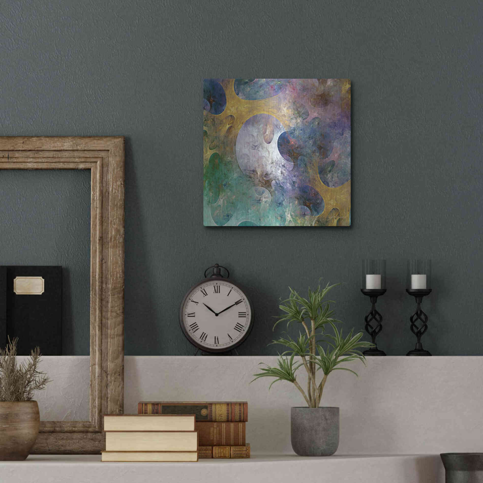 Luxe Metal Art 'Lunar Tiles I' by James Burghardt, Metal Wall Art,12x12