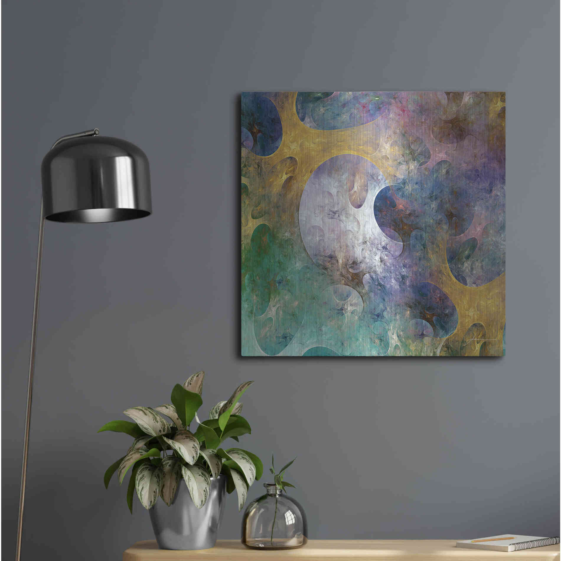 Luxe Metal Art 'Lunar Tiles I' by James Burghardt, Metal Wall Art,24x24