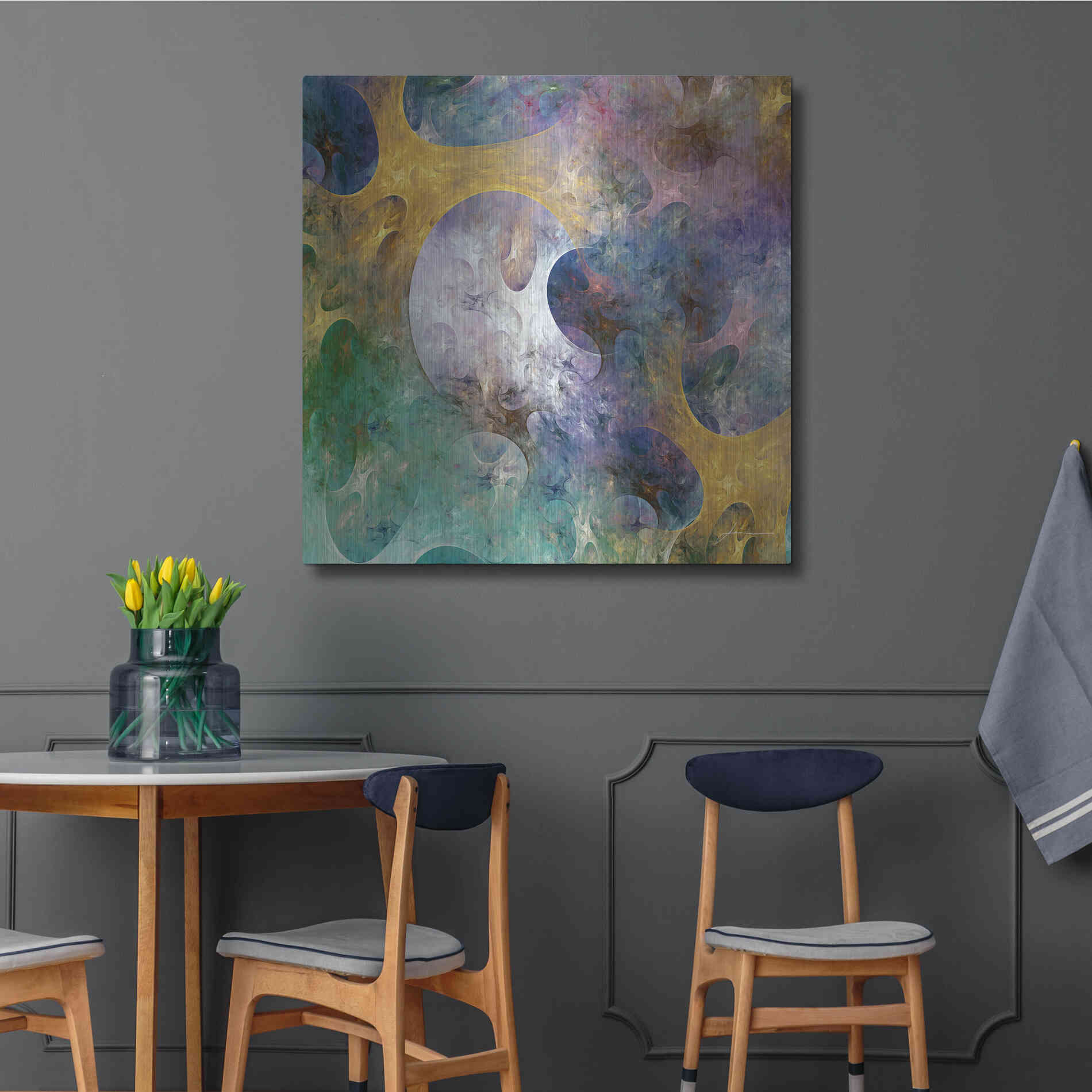 Luxe Metal Art 'Lunar Tiles I' by James Burghardt, Metal Wall Art,36x36