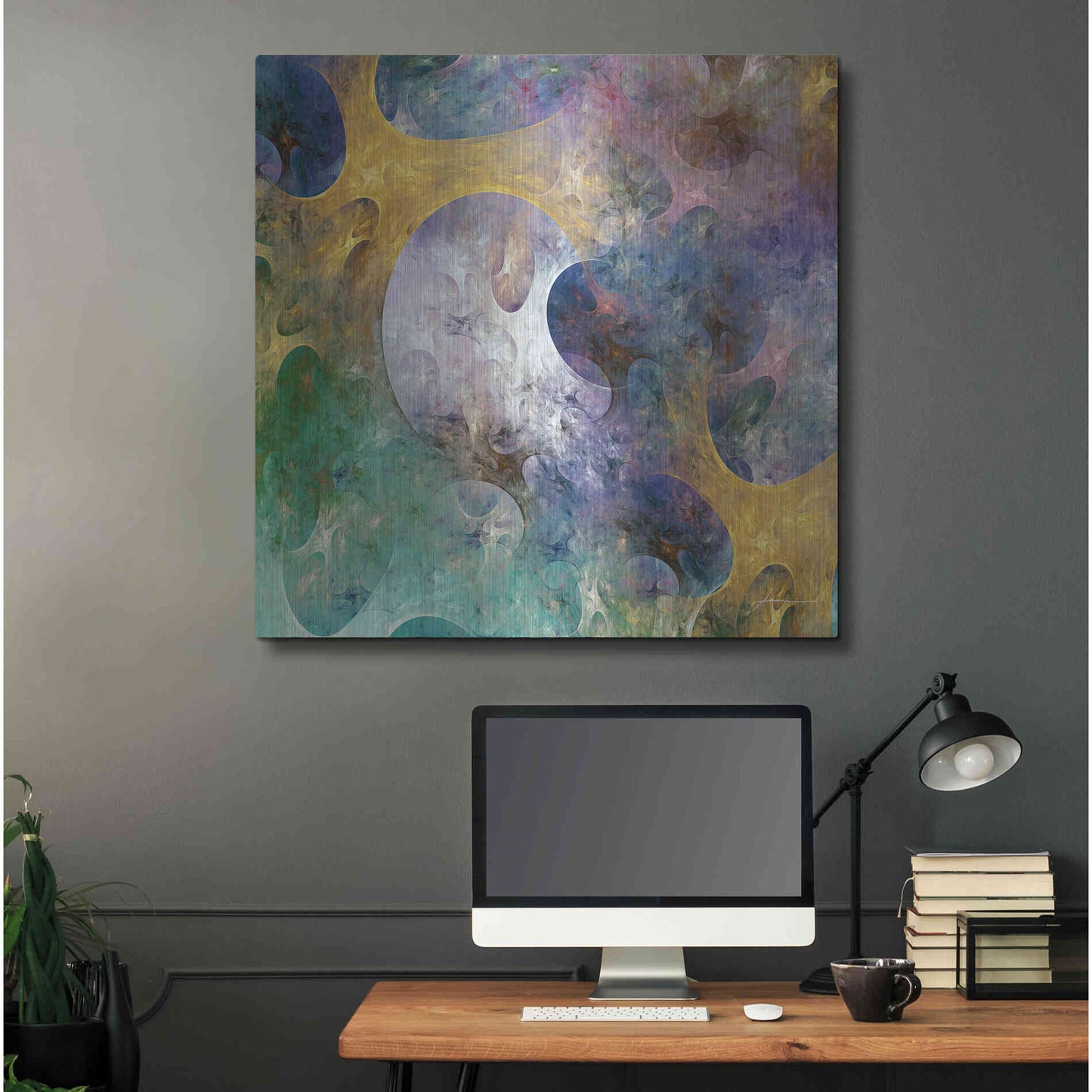 Luxe Metal Art 'Lunar Tiles I' by James Burghardt, Metal Wall Art,36x36