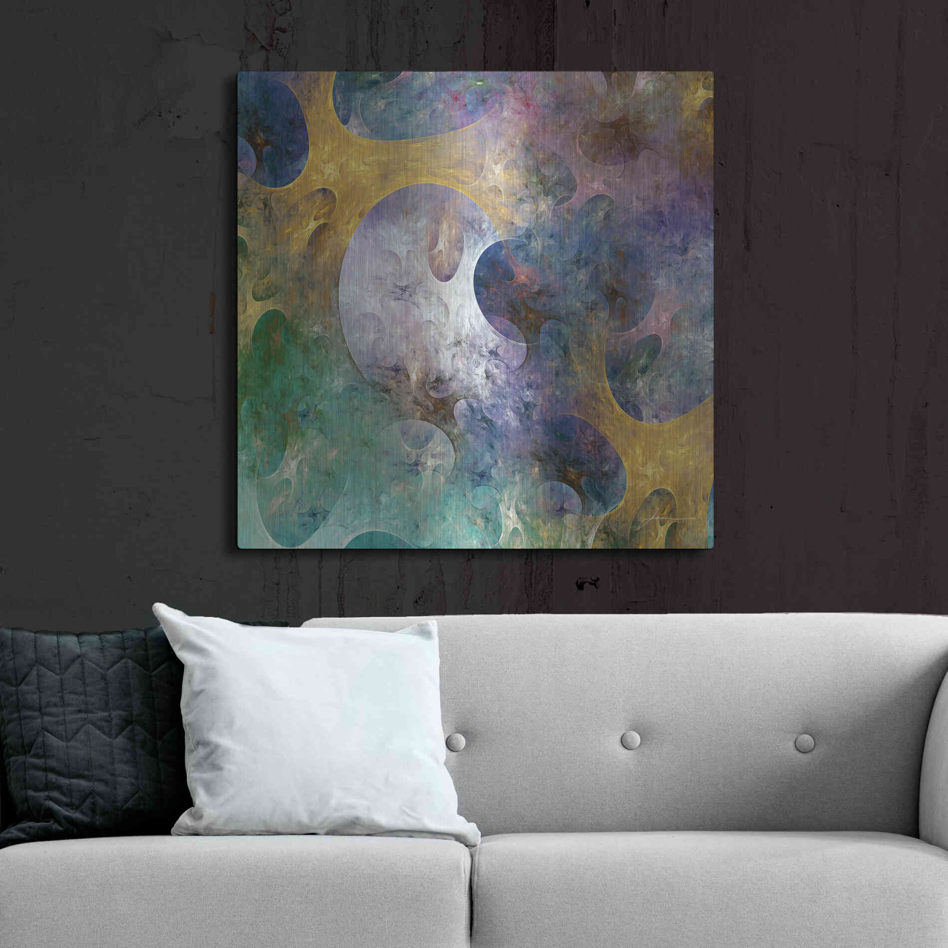 Luxe Metal Art 'Lunar Tiles I' by James Burghardt, Metal Wall Art,36x36