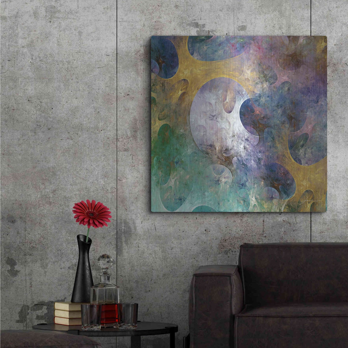 Luxe Metal Art 'Lunar Tiles I' by James Burghardt, Metal Wall Art,36x36