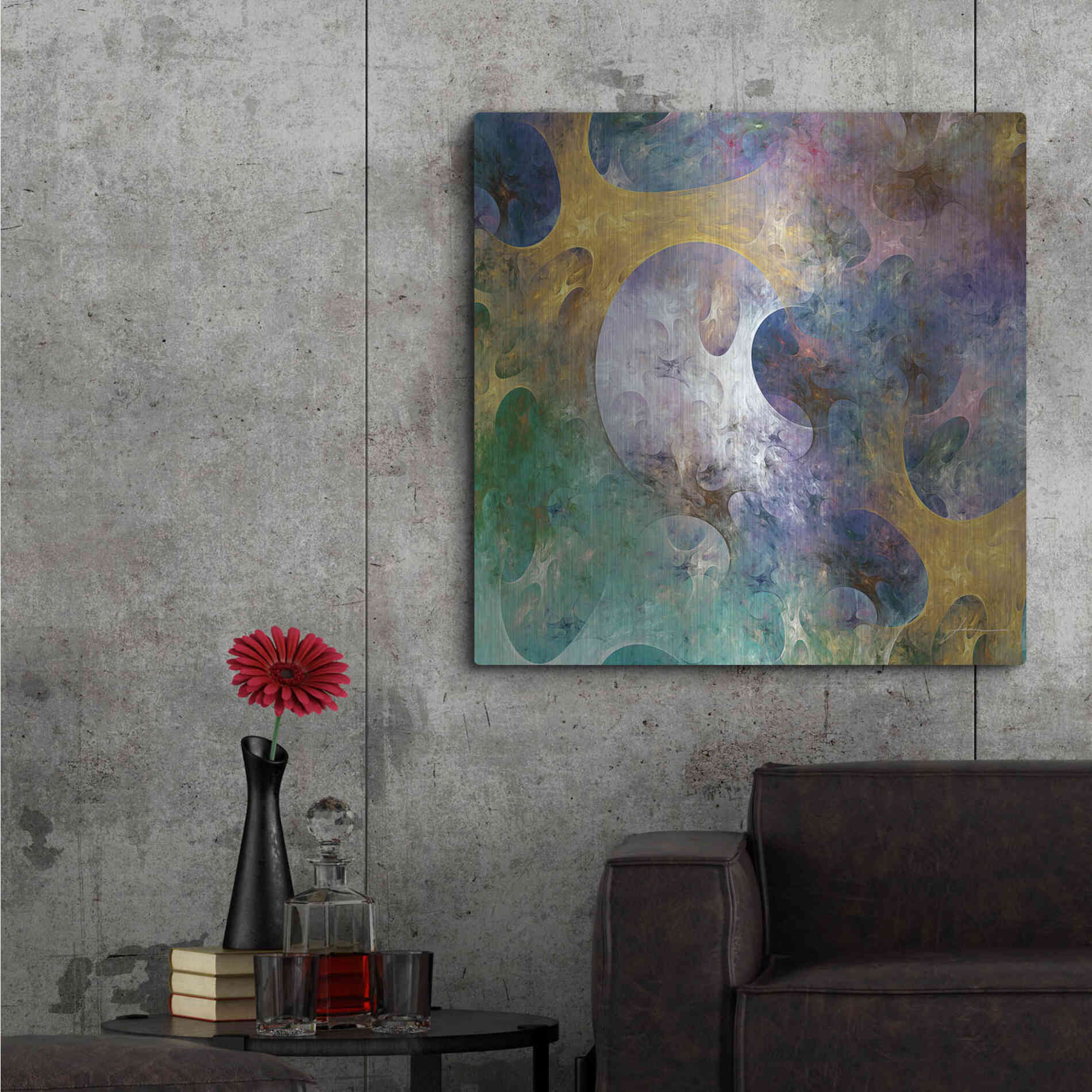 Luxe Metal Art 'Lunar Tiles I' by James Burghardt, Metal Wall Art,36x36