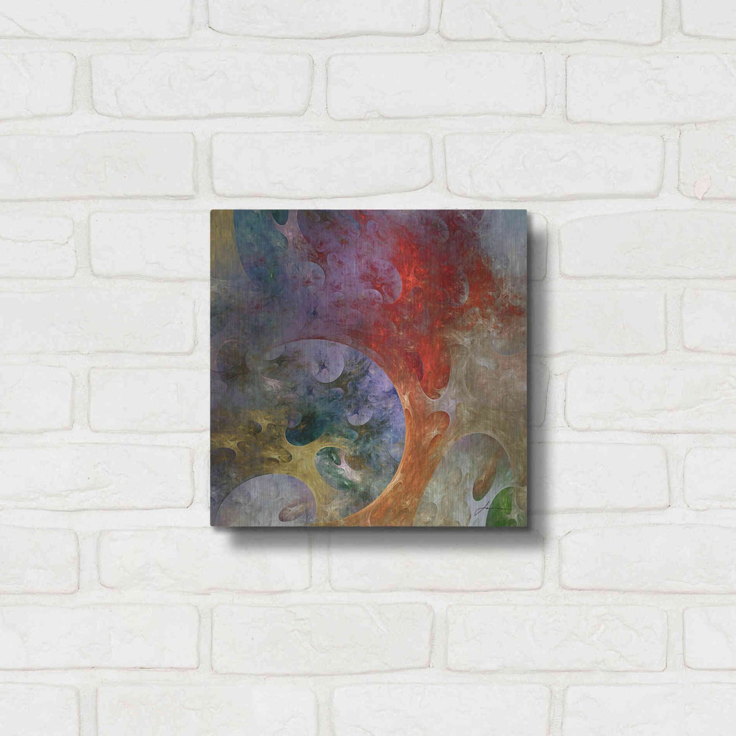 Luxe Metal Art 'Lunar Tiles II' by James Burghardt, Metal Wall Art,12x12