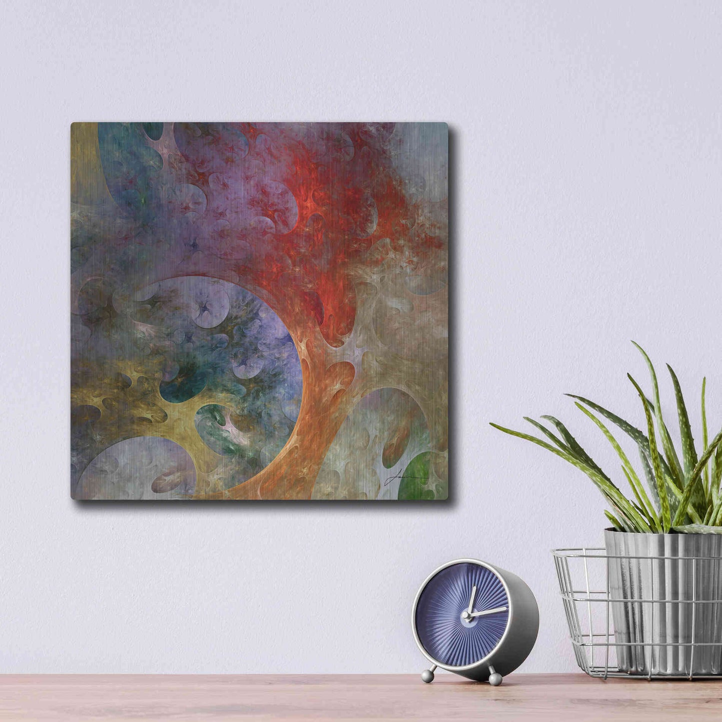 Luxe Metal Art 'Lunar Tiles II' by James Burghardt, Metal Wall Art,12x12