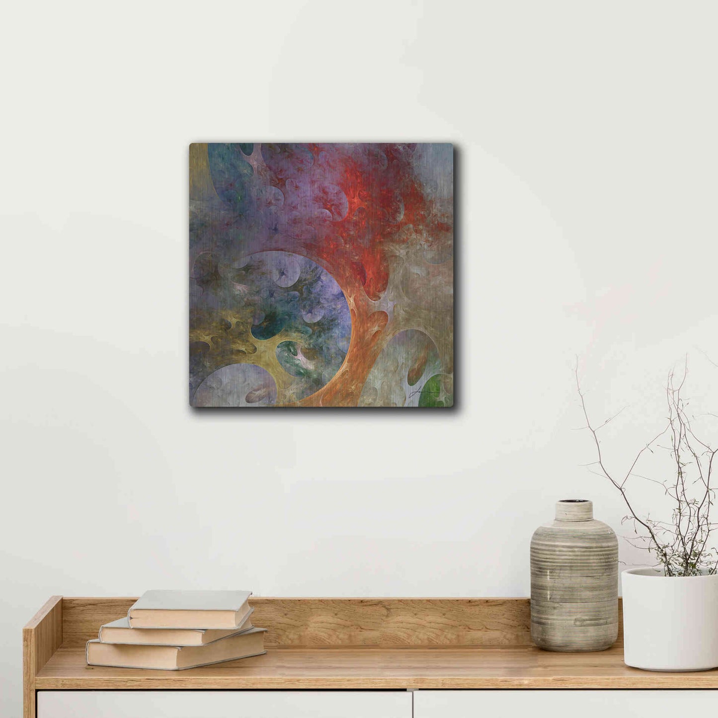 Luxe Metal Art 'Lunar Tiles II' by James Burghardt, Metal Wall Art,12x12