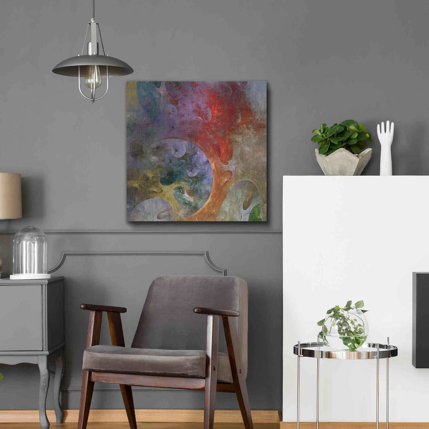 Luxe Metal Art 'Lunar Tiles II' by James Burghardt, Metal Wall Art,24x24