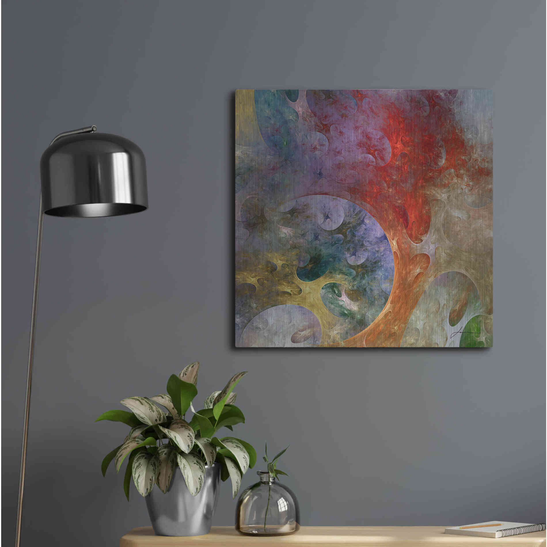 Luxe Metal Art 'Lunar Tiles II' by James Burghardt, Metal Wall Art,24x24