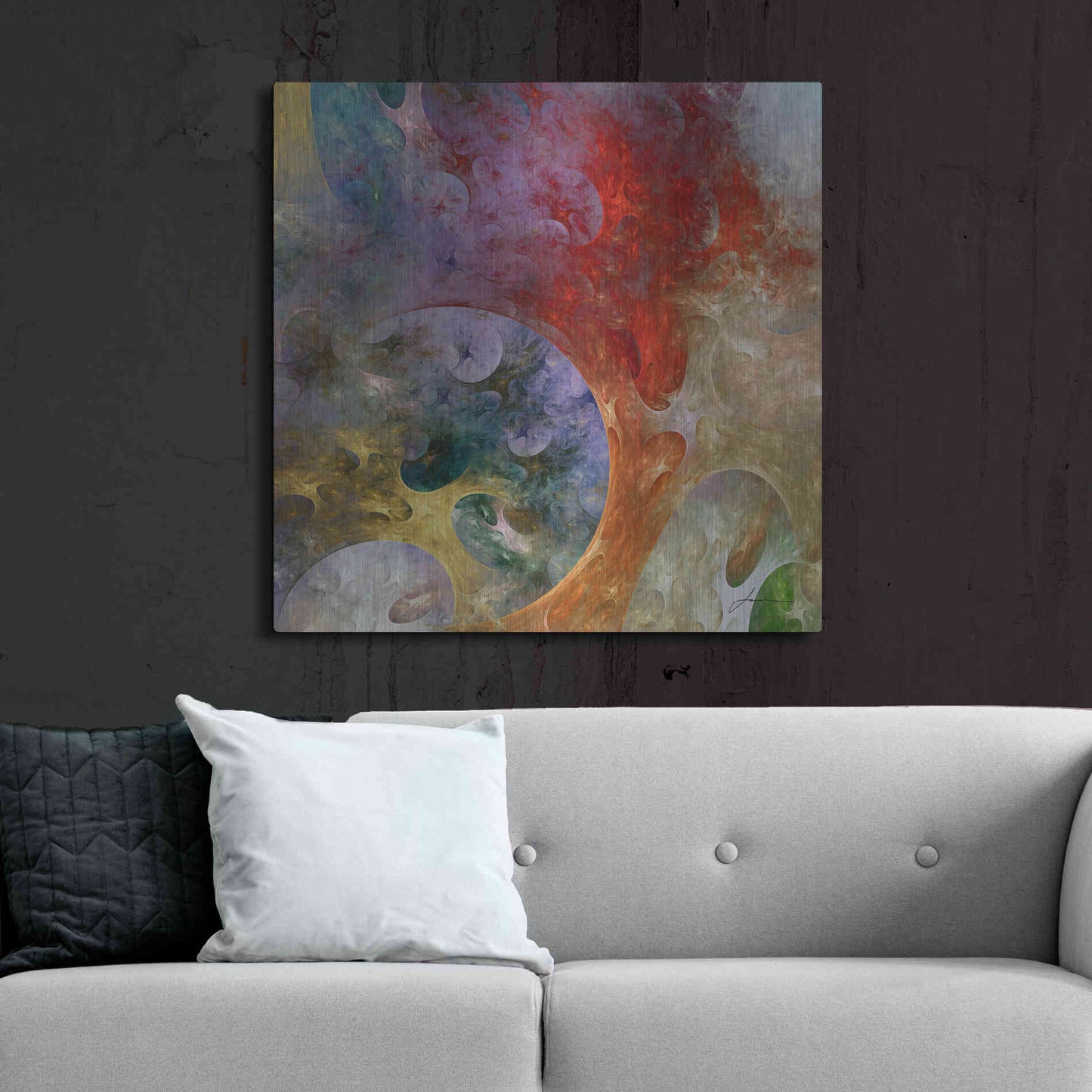 Luxe Metal Art 'Lunar Tiles II' by James Burghardt, Metal Wall Art,36x36