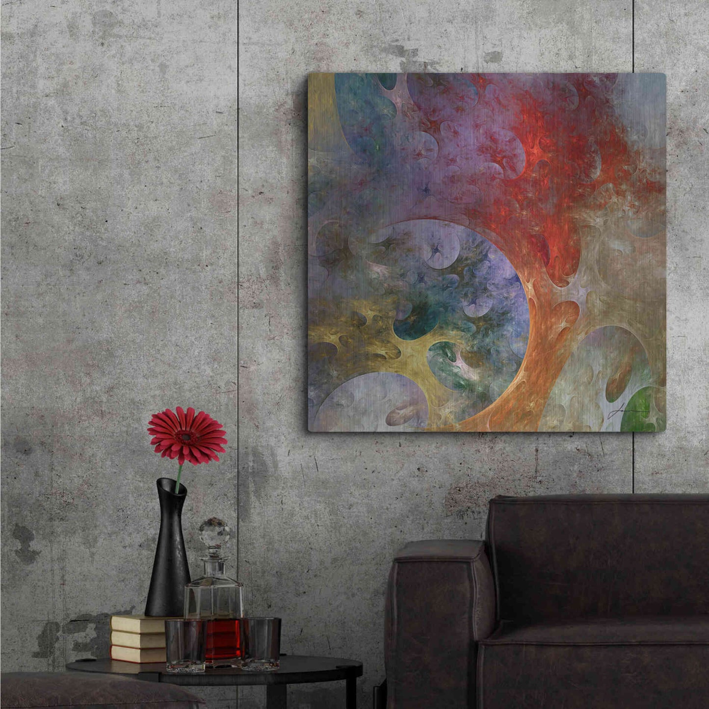 Luxe Metal Art 'Lunar Tiles II' by James Burghardt, Metal Wall Art,36x36