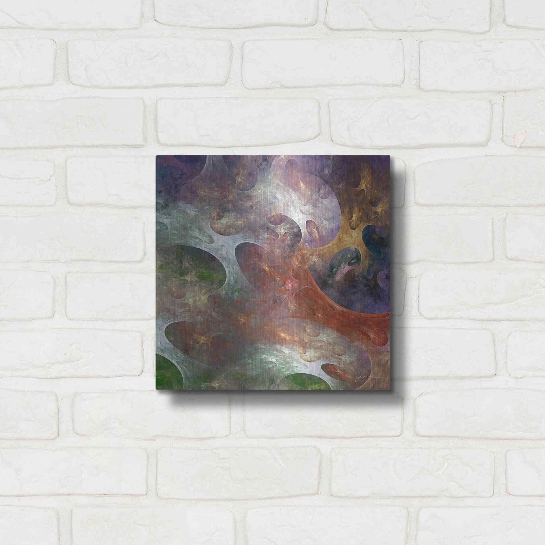 Luxe Metal Art 'Lunar Tiles III' by James Burghardt, Metal Wall Art,12x12