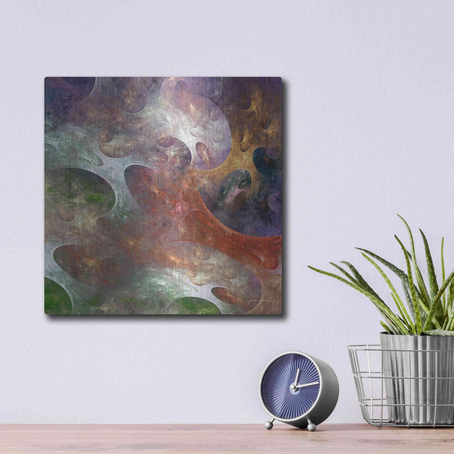 Luxe Metal Art 'Lunar Tiles III' by James Burghardt, Metal Wall Art,12x12