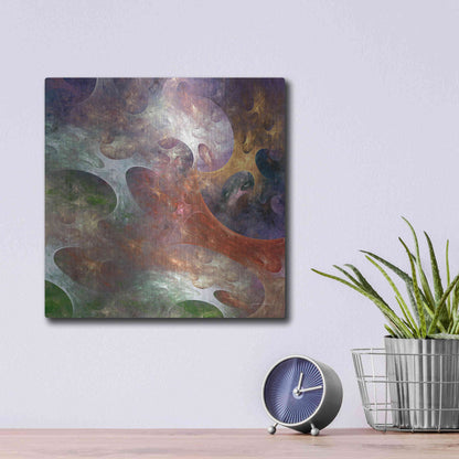 Luxe Metal Art 'Lunar Tiles III' by James Burghardt, Metal Wall Art,12x12