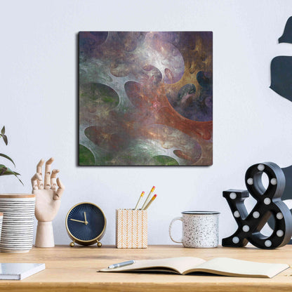 Luxe Metal Art 'Lunar Tiles III' by James Burghardt, Metal Wall Art,12x12