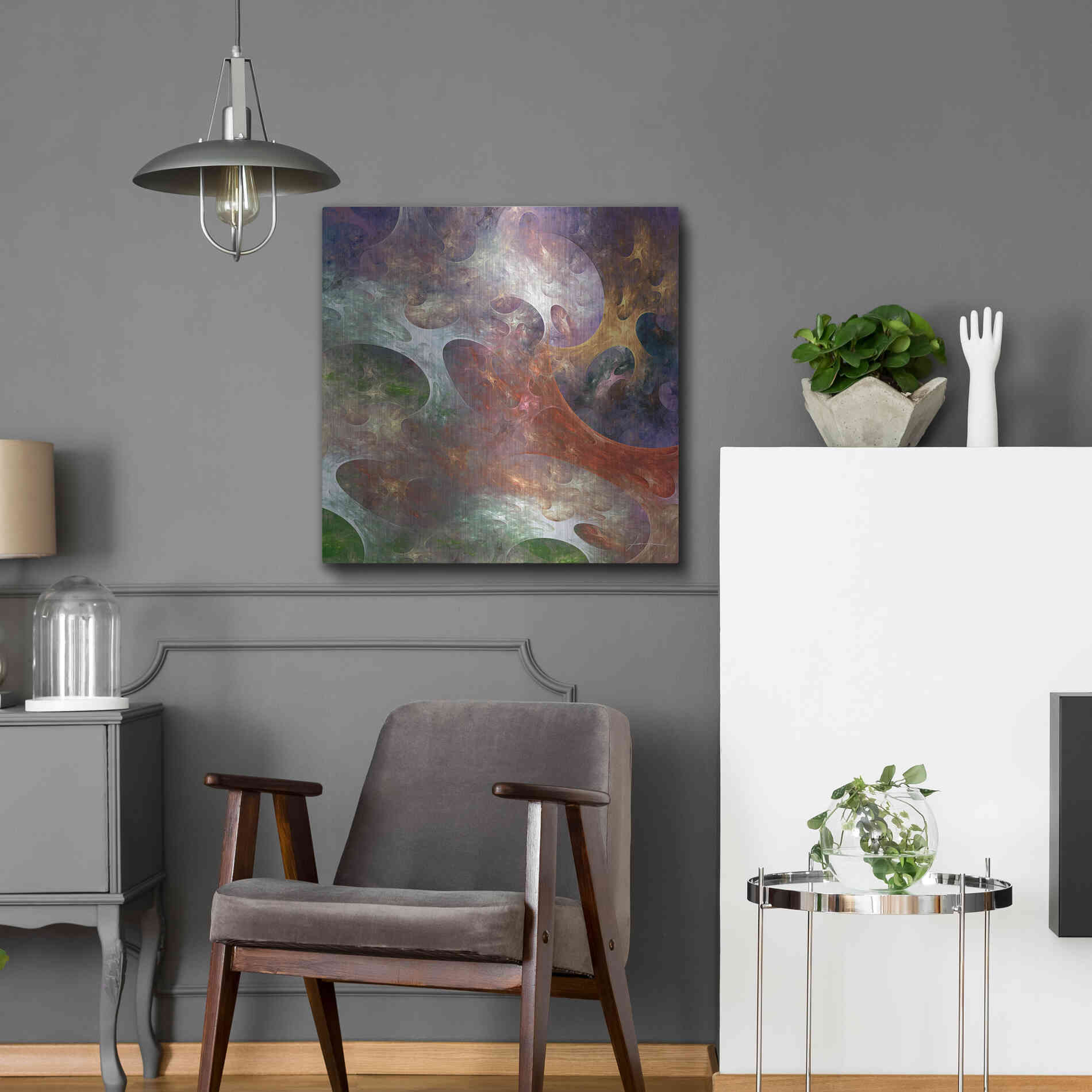 Luxe Metal Art 'Lunar Tiles III' by James Burghardt, Metal Wall Art,24x24