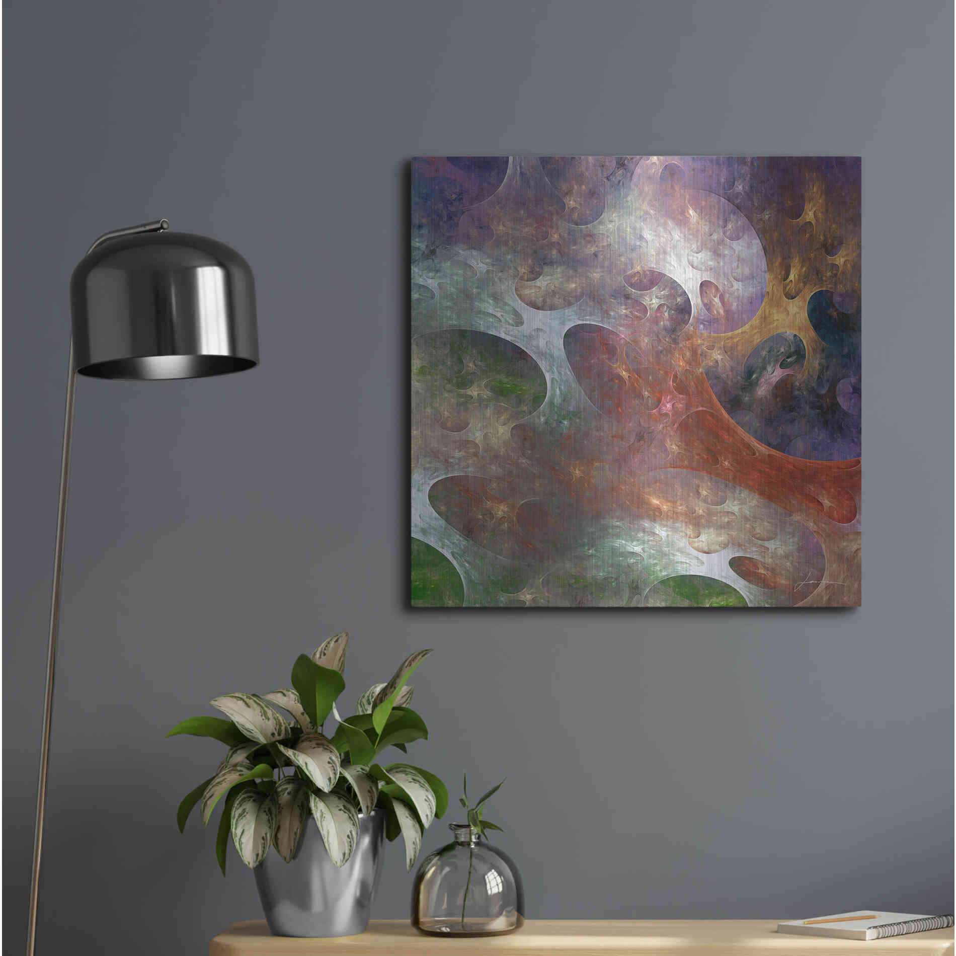 Luxe Metal Art 'Lunar Tiles III' by James Burghardt, Metal Wall Art,24x24