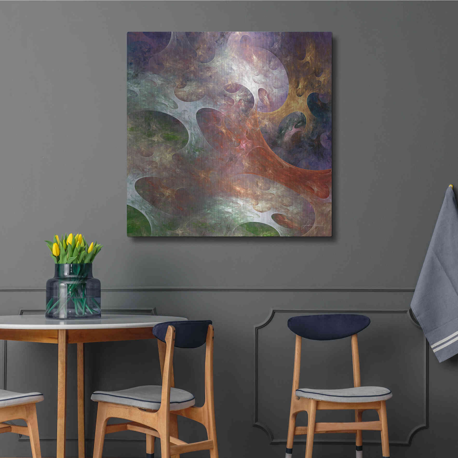 Luxe Metal Art 'Lunar Tiles III' by James Burghardt, Metal Wall Art,36x36