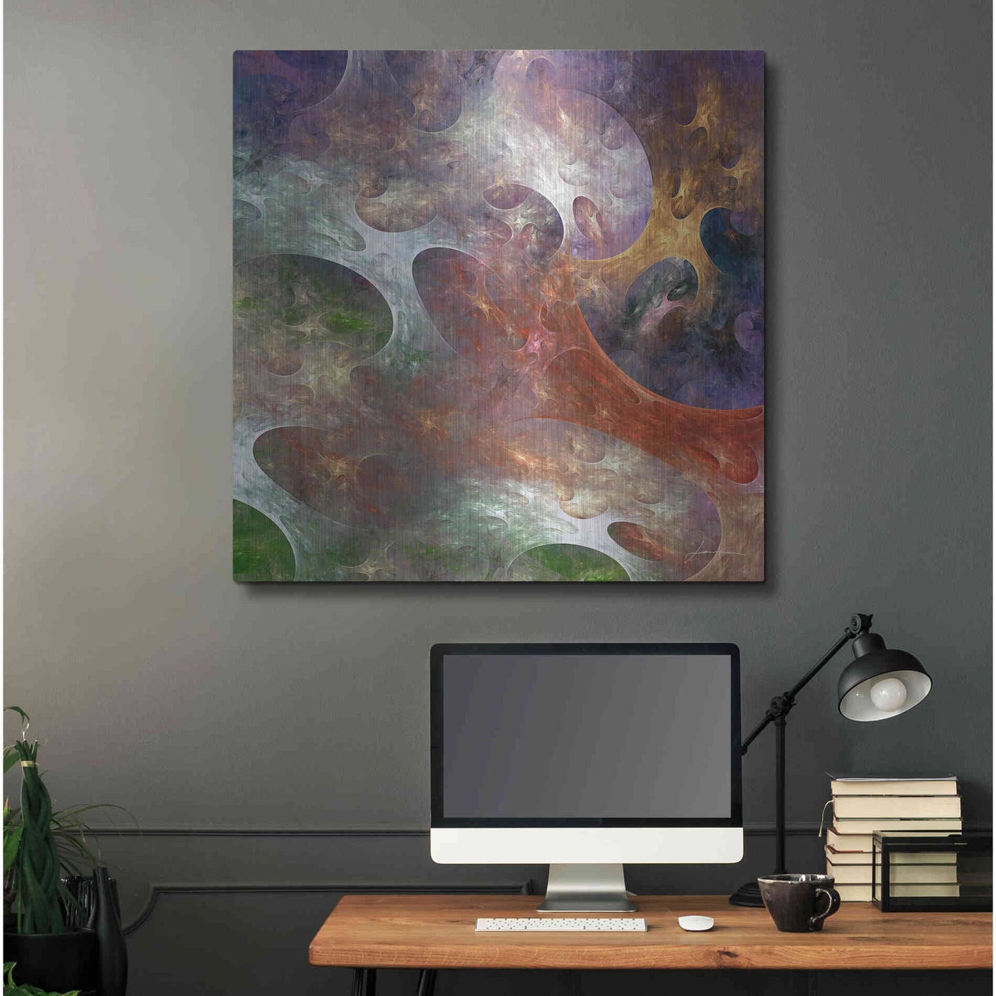 Luxe Metal Art 'Lunar Tiles III' by James Burghardt, Metal Wall Art,36x36