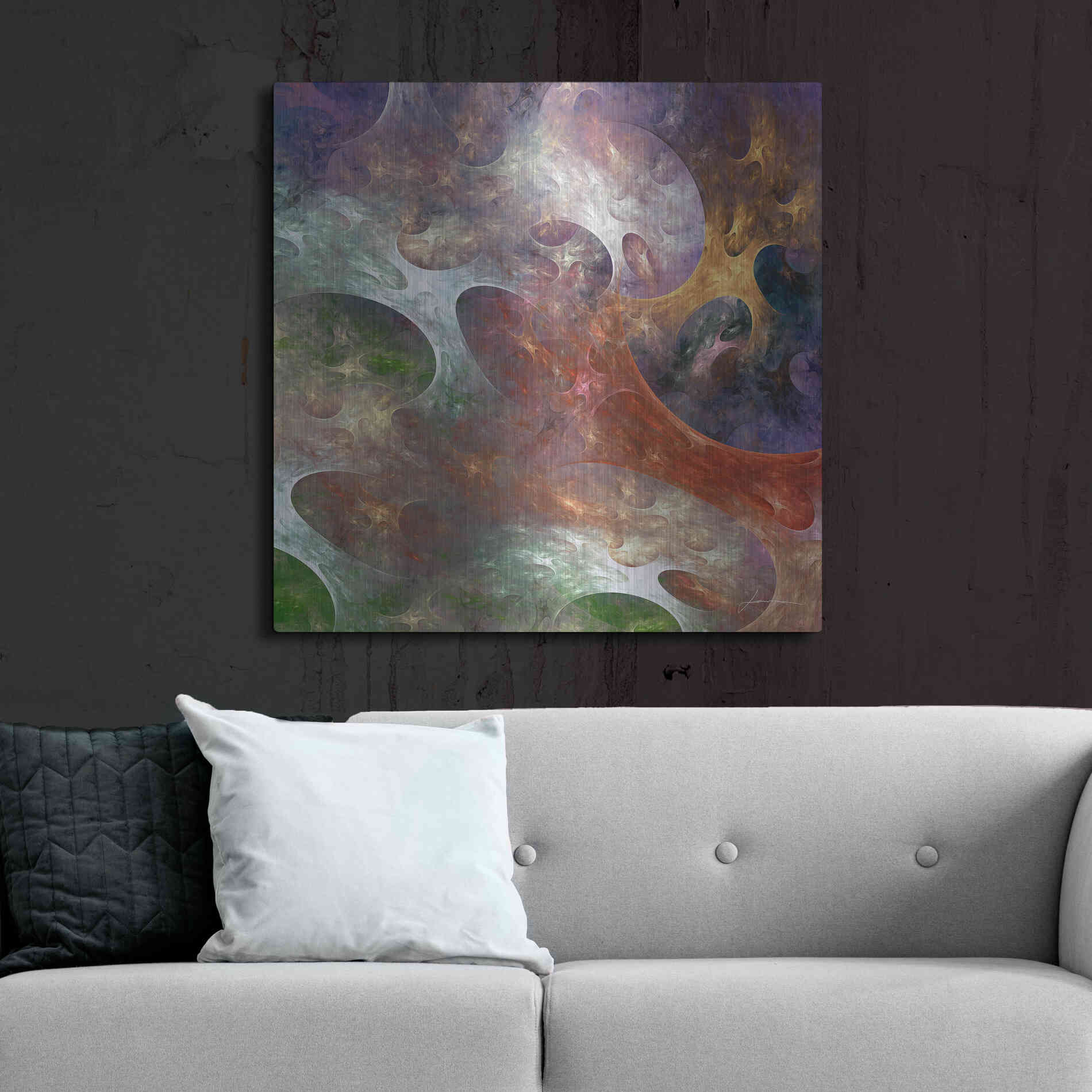 Luxe Metal Art 'Lunar Tiles III' by James Burghardt, Metal Wall Art,36x36