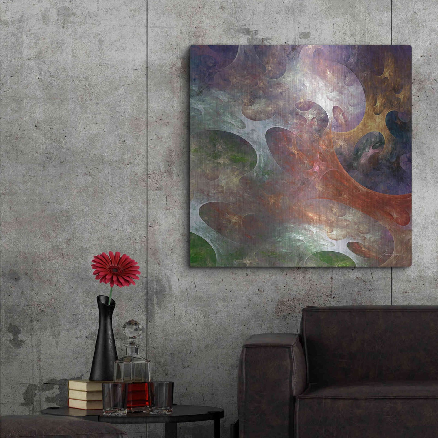 Luxe Metal Art 'Lunar Tiles III' by James Burghardt, Metal Wall Art,36x36