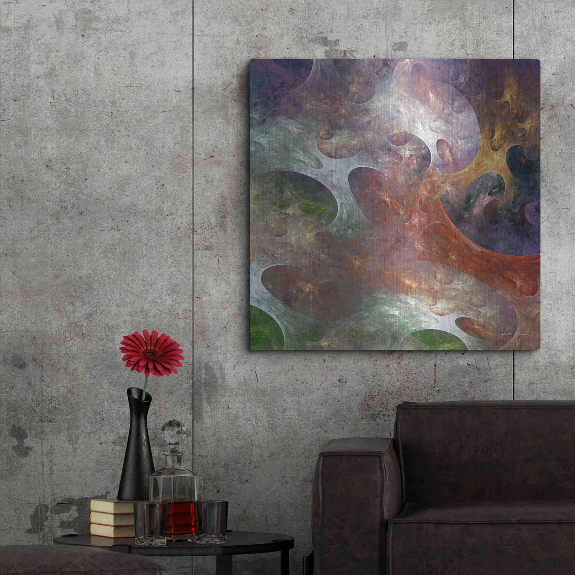 Luxe Metal Art 'Lunar Tiles III' by James Burghardt, Metal Wall Art,36x36