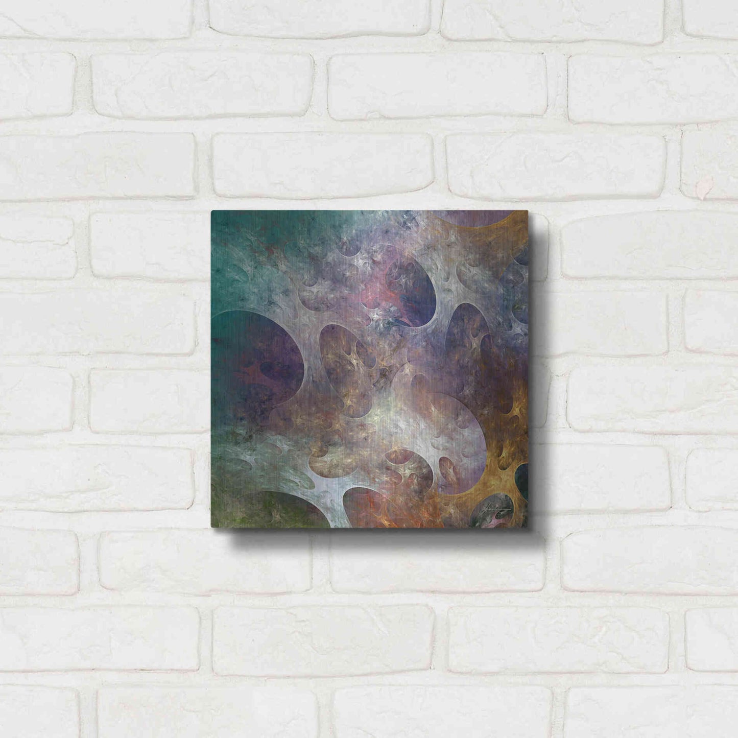 Luxe Metal Art 'Lunar Tiles IV' by James Burghardt, Metal Wall Art,12x12