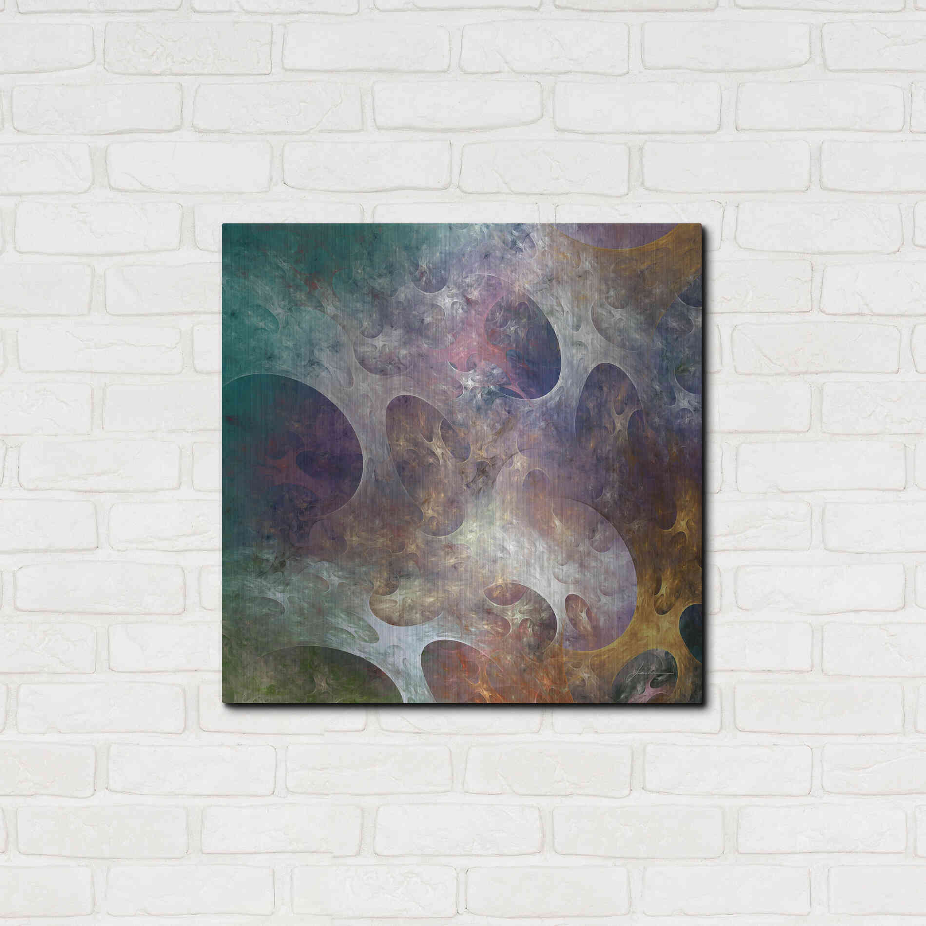 Luxe Metal Art 'Lunar Tiles IV' by James Burghardt, Metal Wall Art,24x24