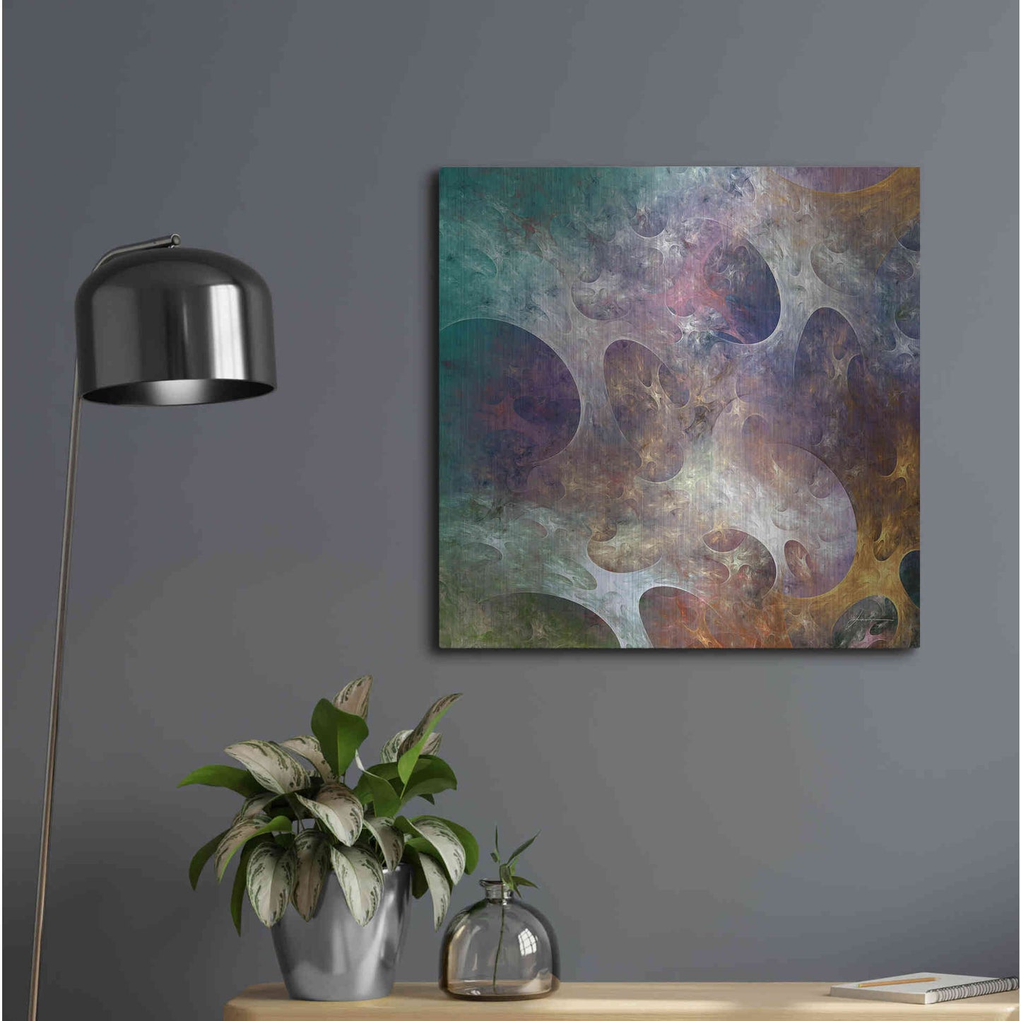 Luxe Metal Art 'Lunar Tiles IV' by James Burghardt, Metal Wall Art,24x24