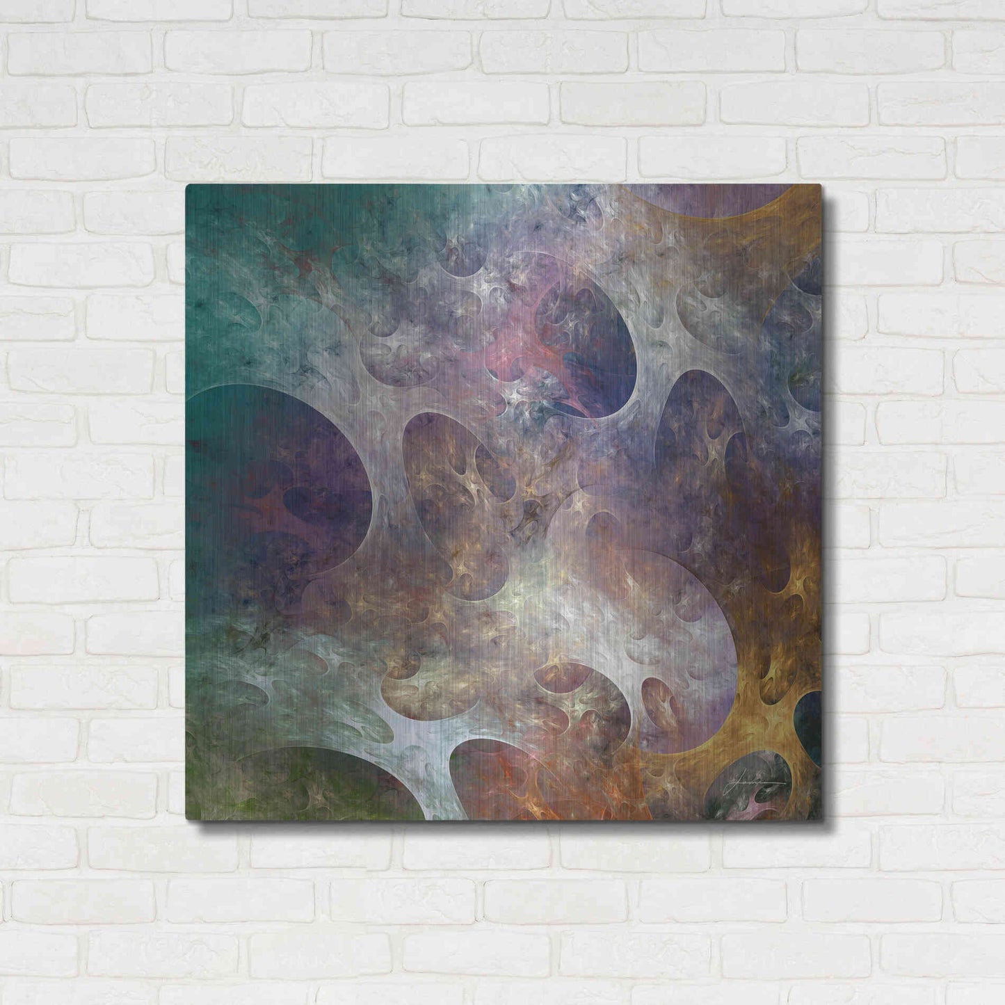 Luxe Metal Art 'Lunar Tiles IV' by James Burghardt, Metal Wall Art,36x36