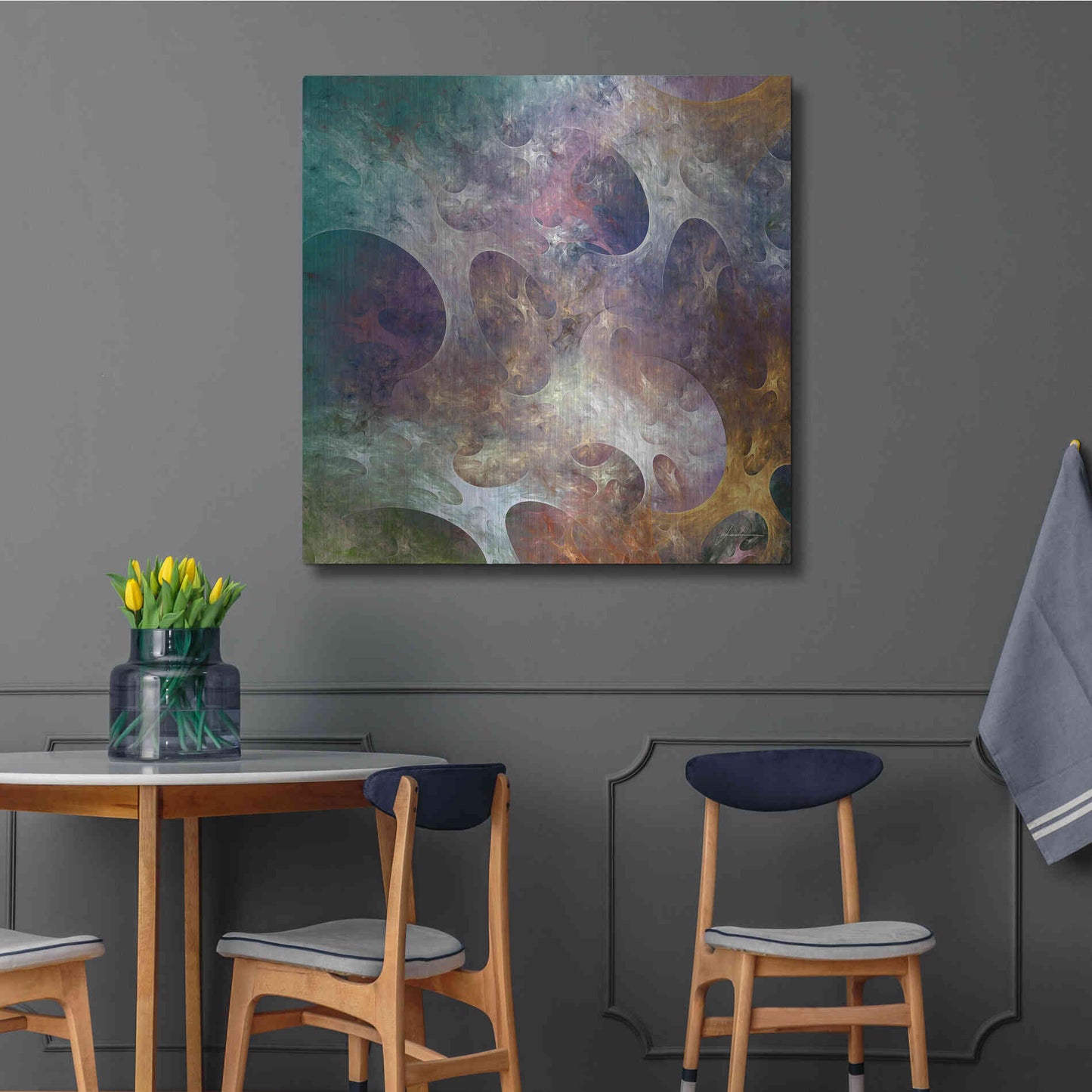 Luxe Metal Art 'Lunar Tiles IV' by James Burghardt, Metal Wall Art,36x36