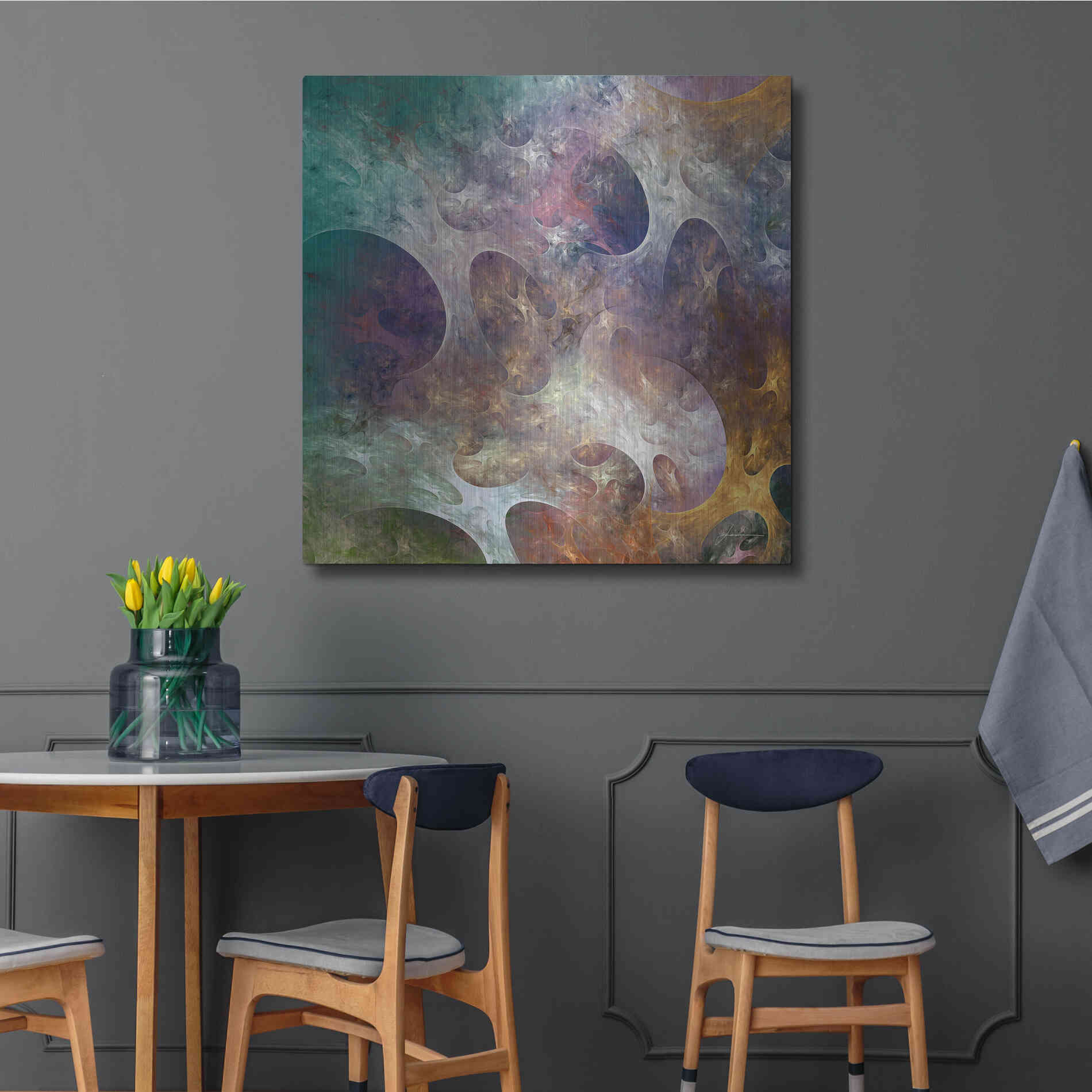 Luxe Metal Art 'Lunar Tiles IV' by James Burghardt, Metal Wall Art,36x36