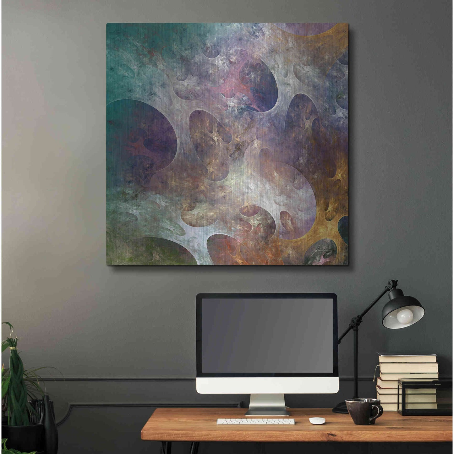 Luxe Metal Art 'Lunar Tiles IV' by James Burghardt, Metal Wall Art,36x36