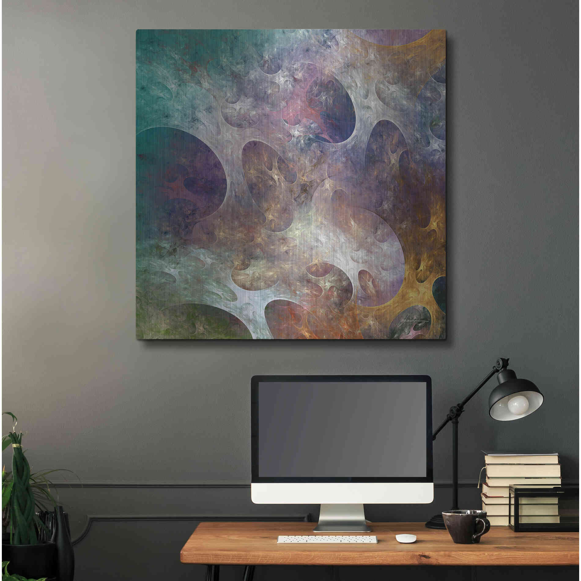 Luxe Metal Art 'Lunar Tiles IV' by James Burghardt, Metal Wall Art,36x36